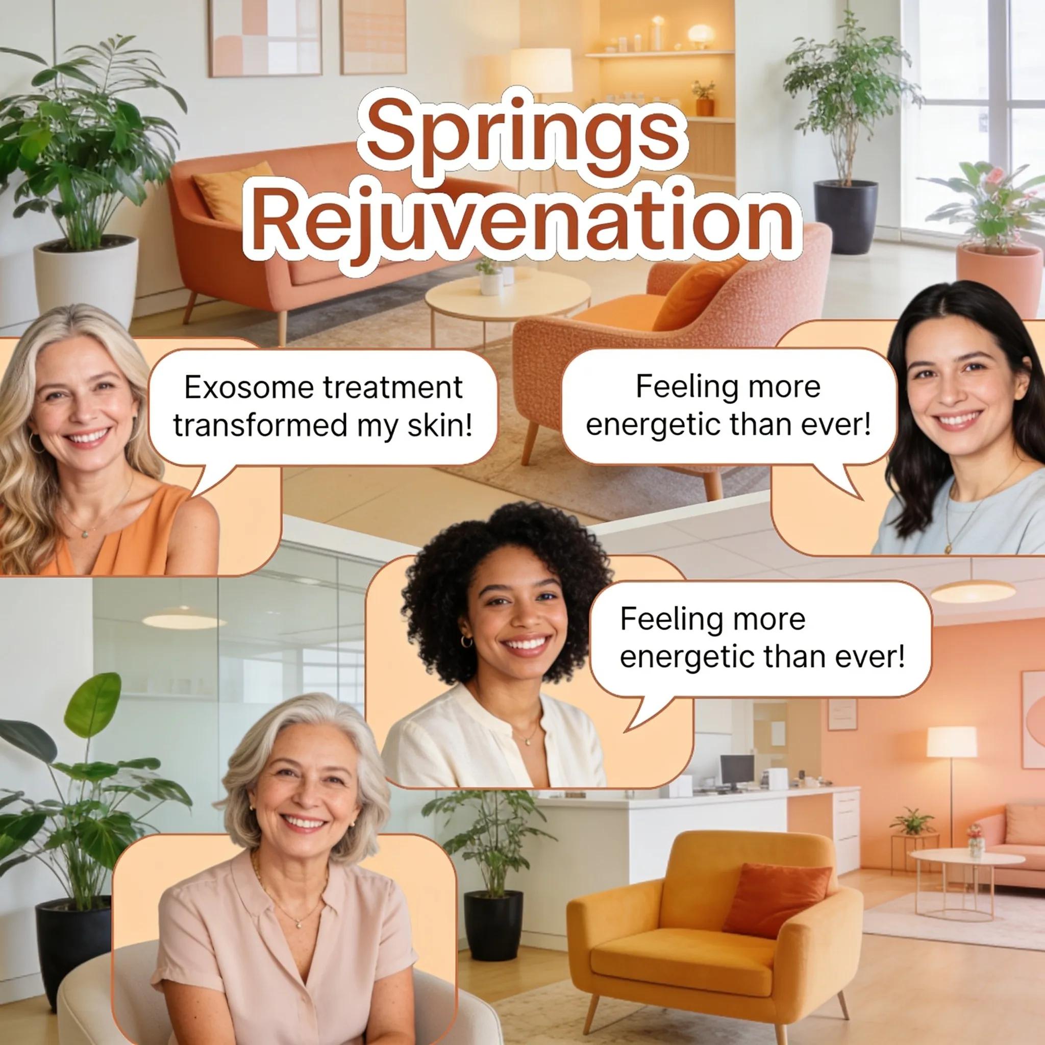 Collage of patient testimonials highlighting successes in exosome therapy