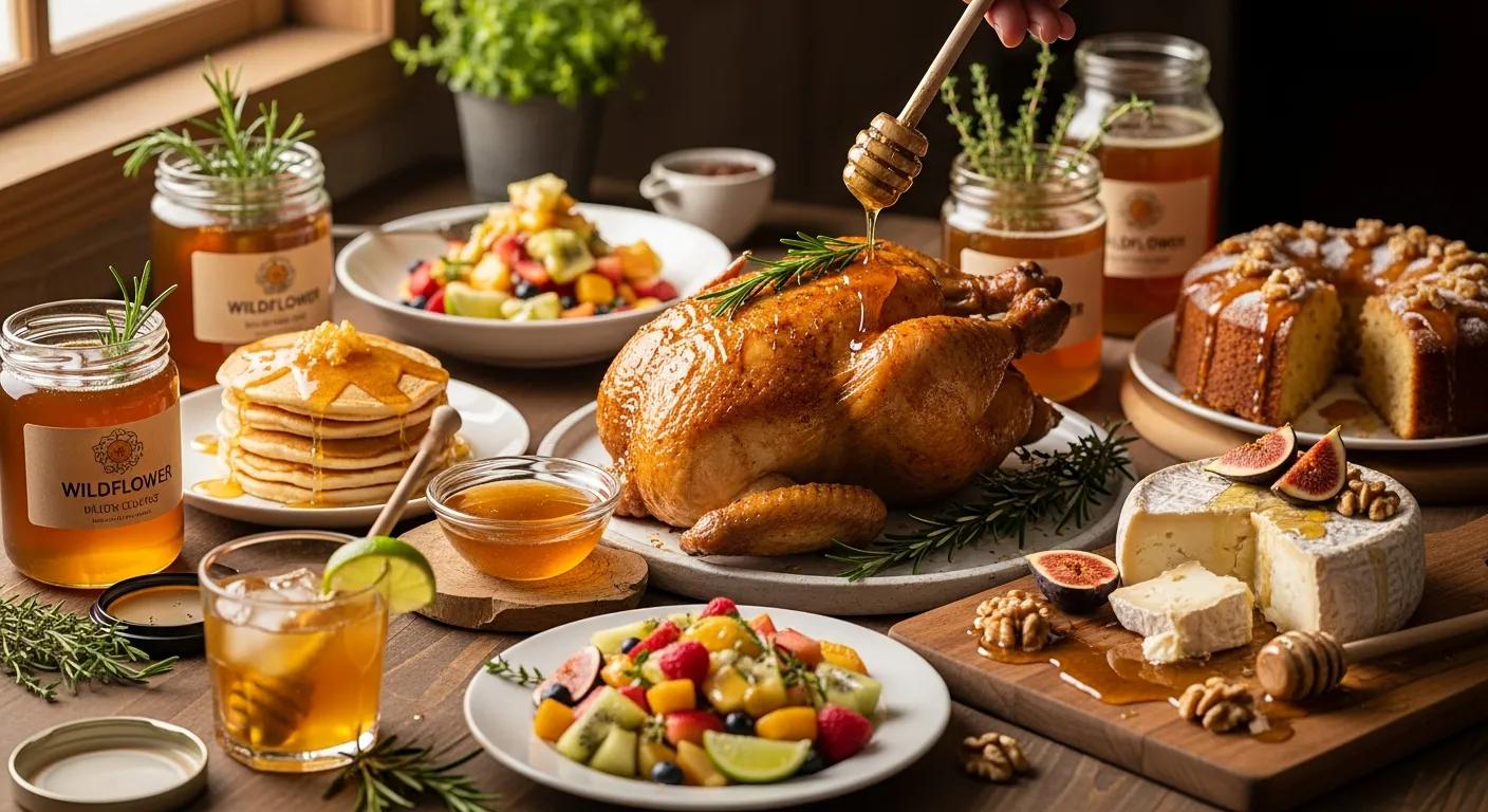 Culinary uses of wildflower honey in a kitchen setting