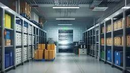 Secure storage unit with surveillance cameras and organized items, emphasizing safety and protection