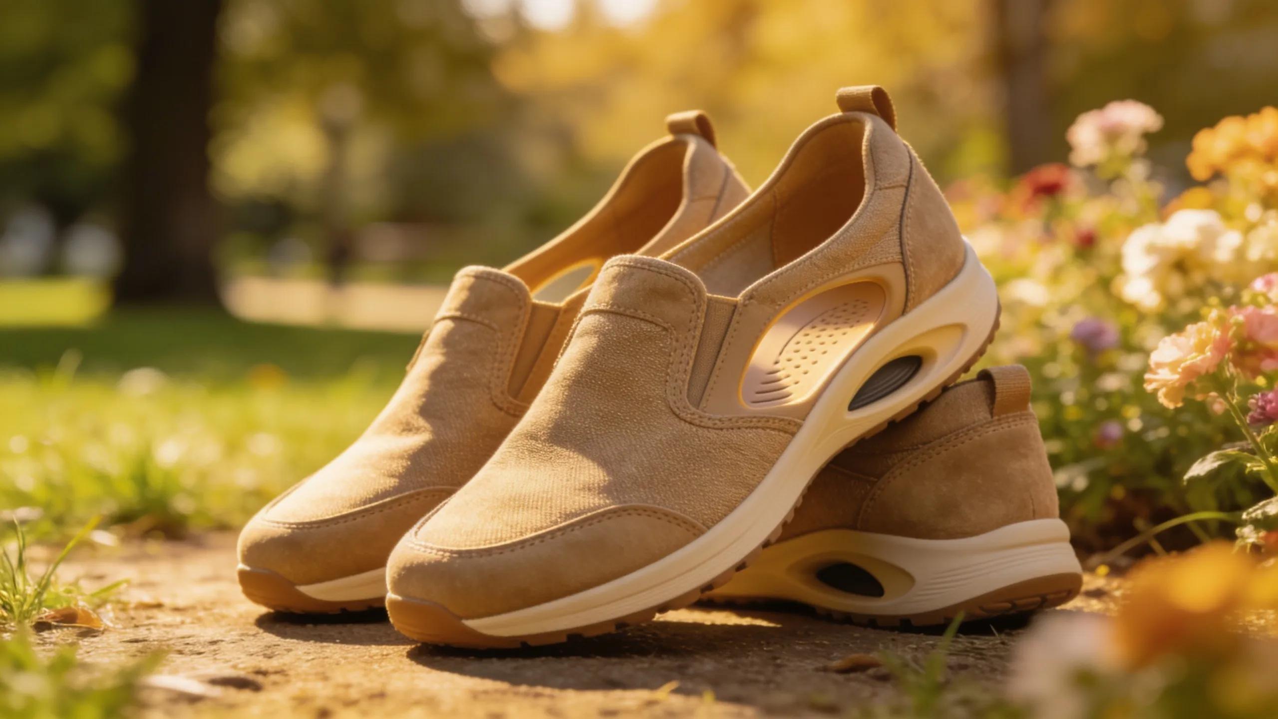 Comfortable arthritis pain relief shoes in a natural outdoor setting
