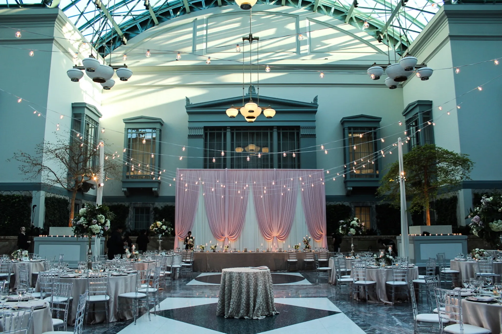 Architectural uplighting for event venue