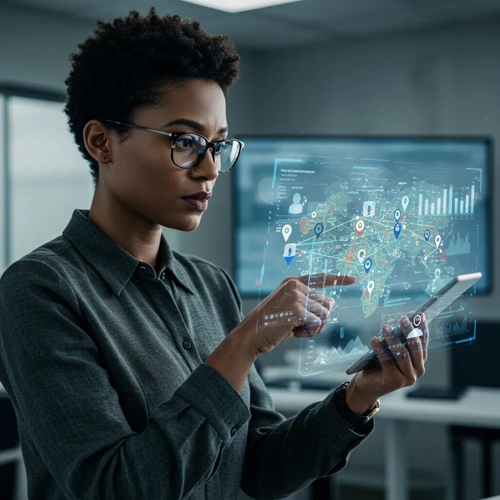 Investigator using tools for people tracing, showcasing techniques and focus on locating individuals