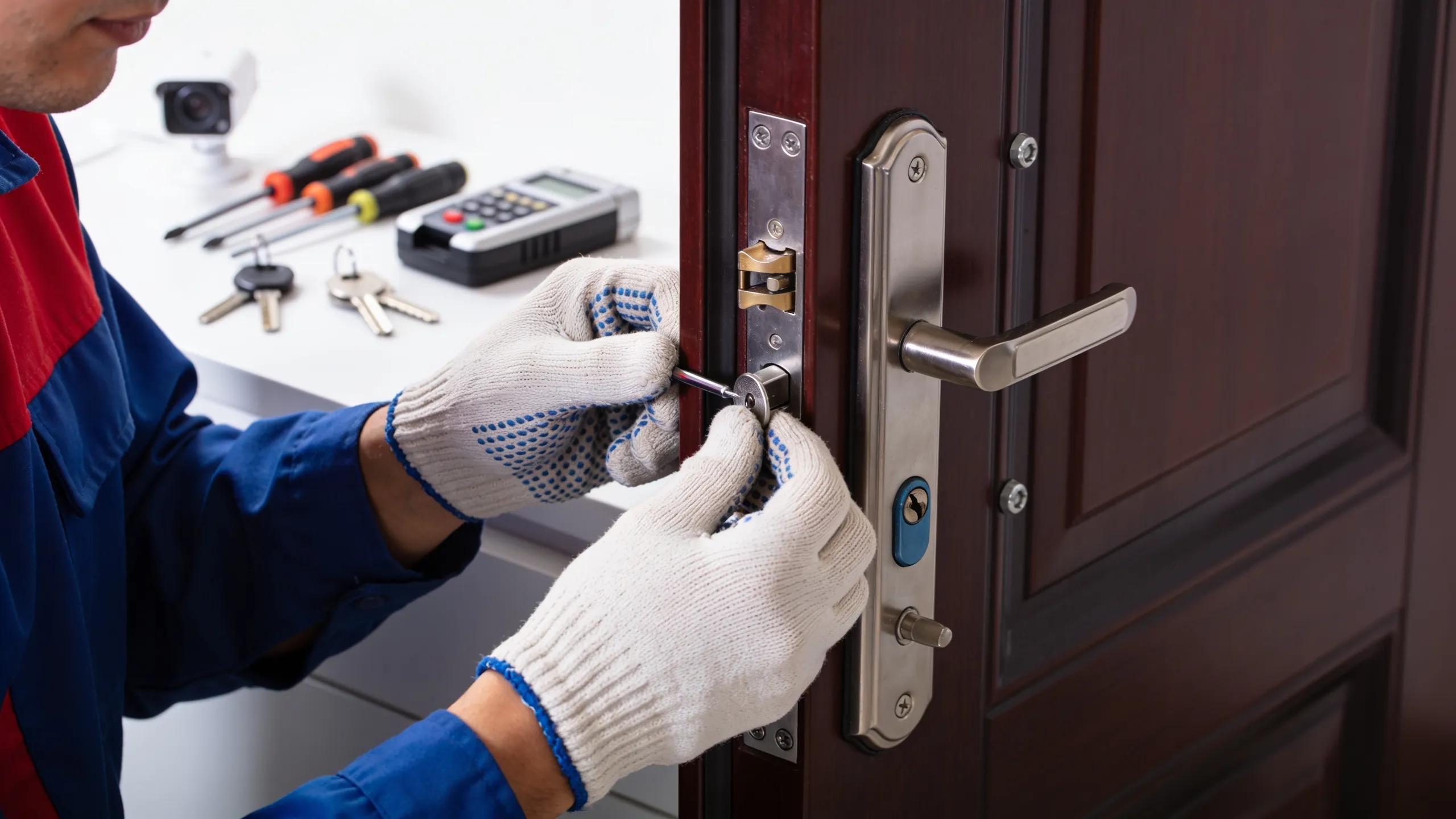 High-security commercial lock installation by a locksmith in Montreal