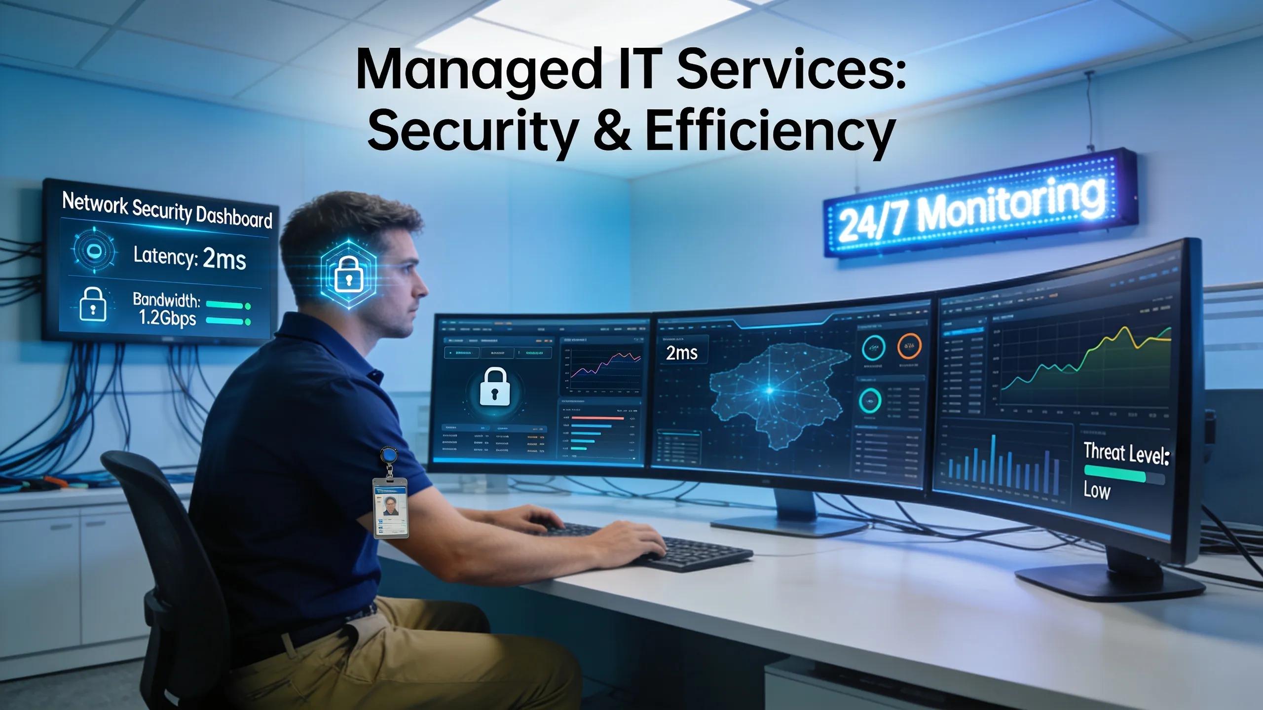 Technician monitoring network activity to enhance security and efficiency