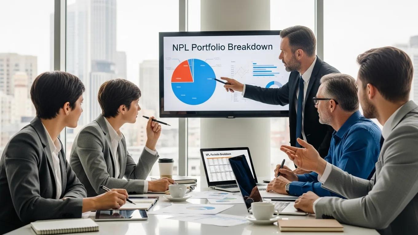 Financial team discussing strategies for managing increased non-performing loans