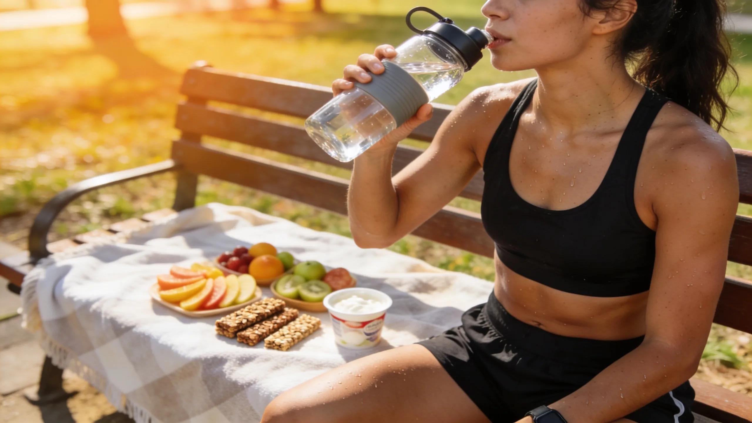 Athlete enjoying hydration and nutritious snacks post-workout for injury prevention