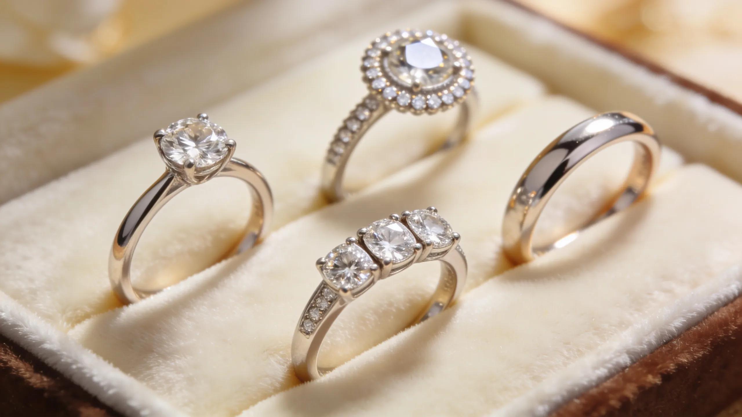 Elegant display of different wedding ring styles highlighting the beauty of diamonds
