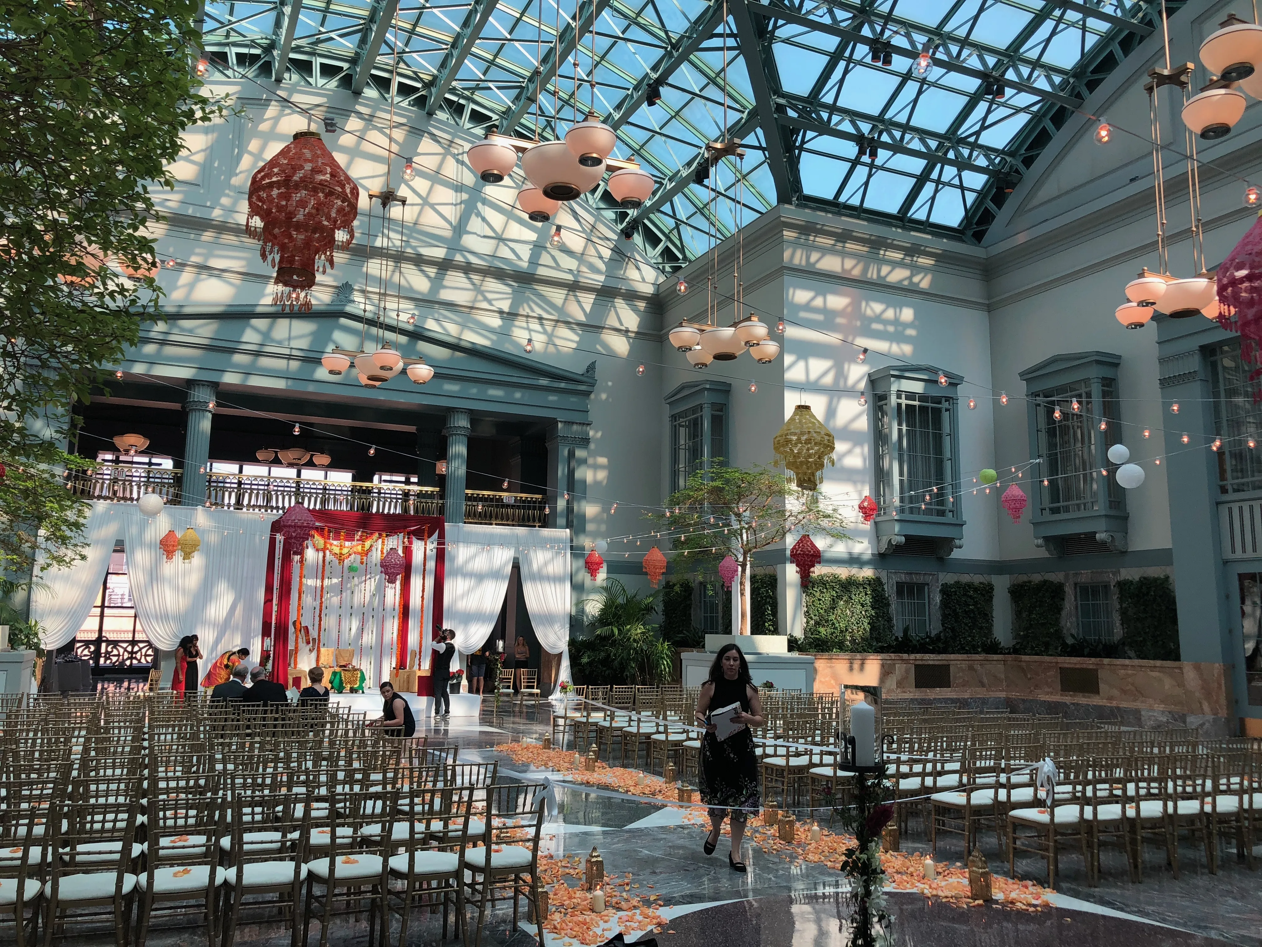 Wedding venue with custom lighting and décor