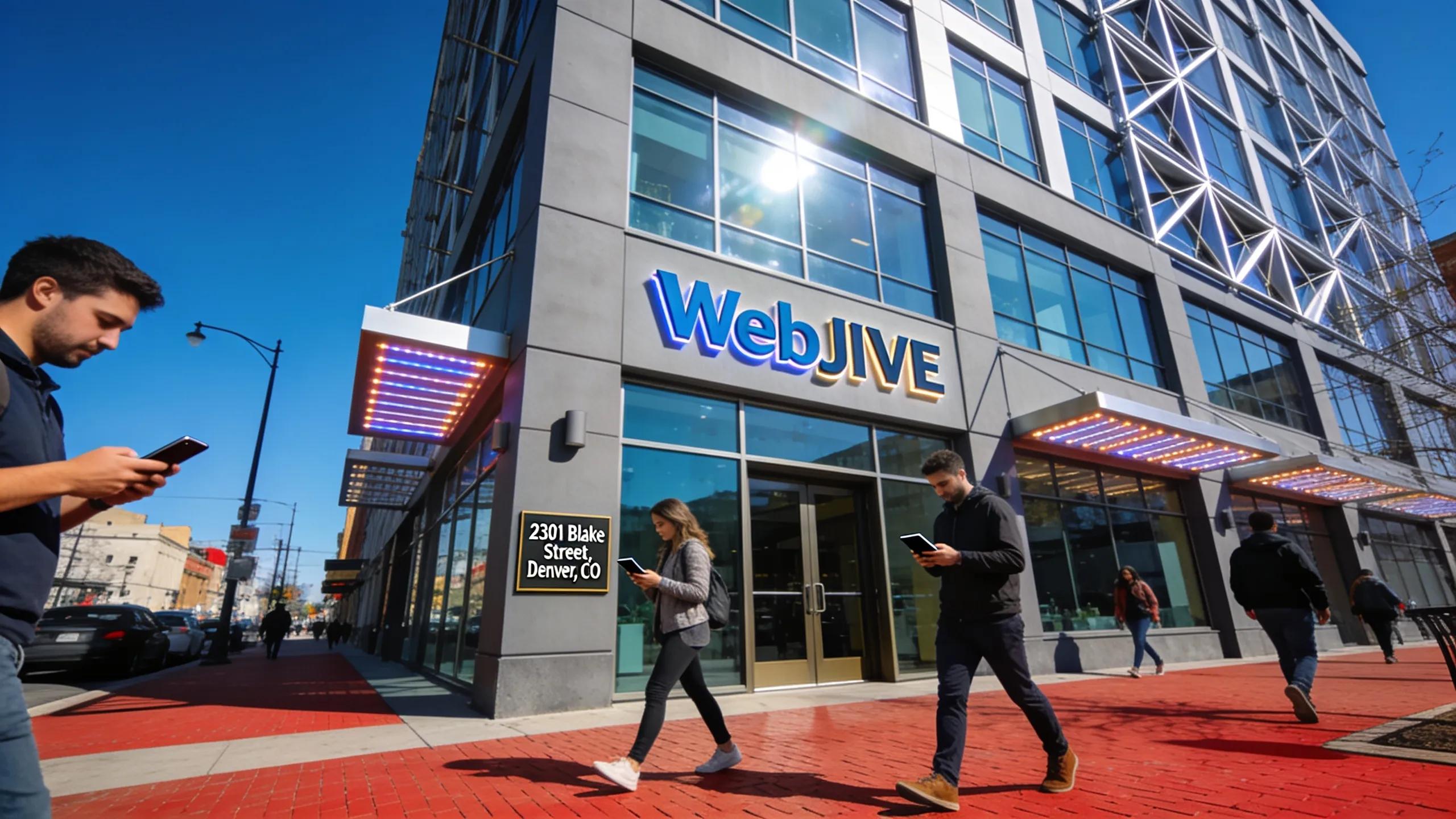 WebJIVE's new office in Denver, showcasing modern architecture and vibrant street life