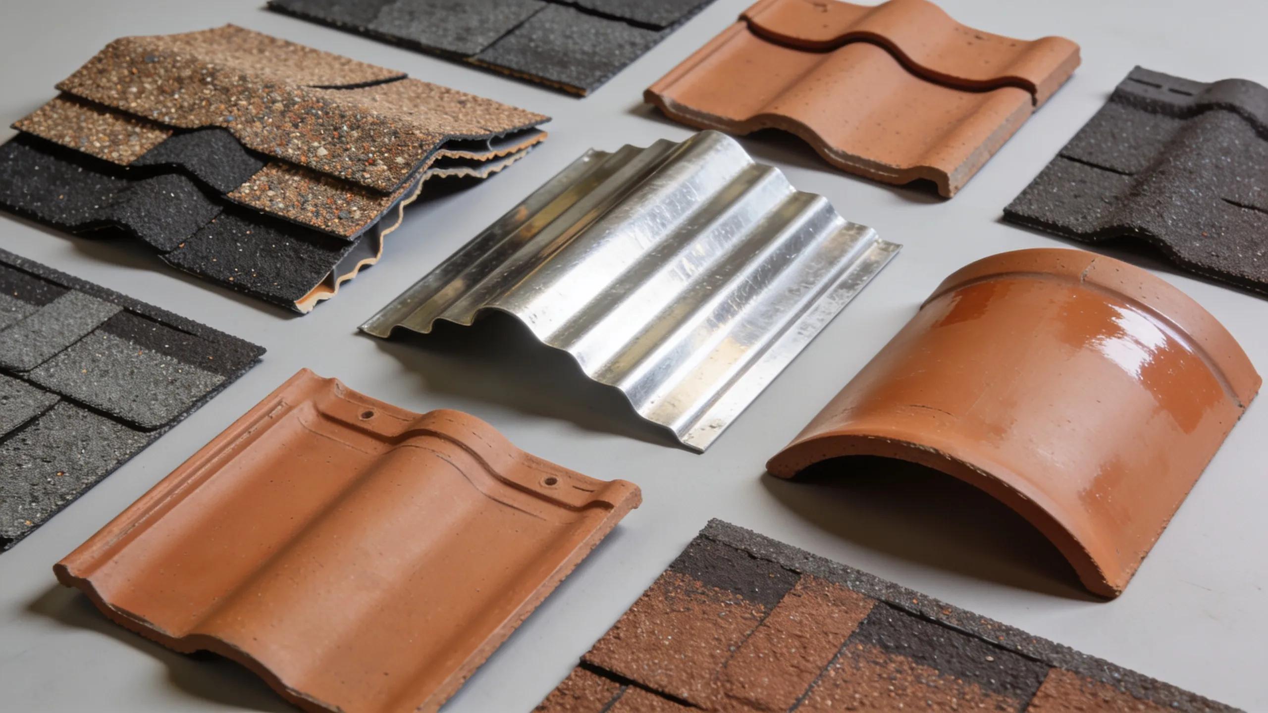 Different types of roofing materials illustrating choices for solar roof installations and their impact on costs