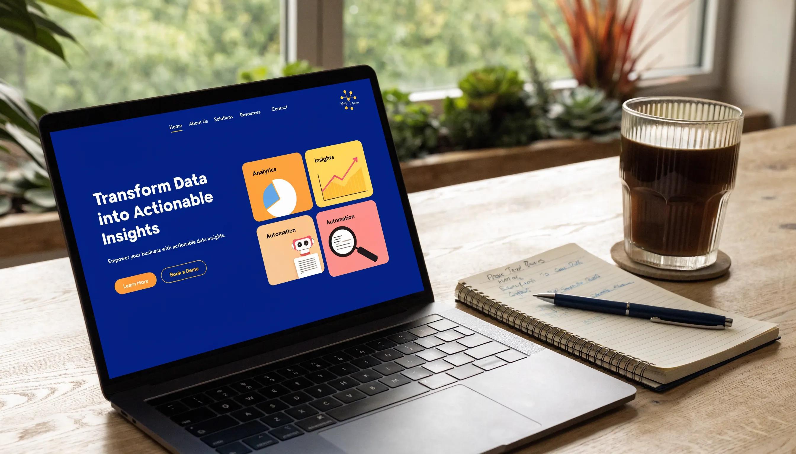 Modern workspace with a laptop showing a professional website design, symbolizing digital business growth Modern workspace with a laptop showing a professional website design, symbolizing digital business growth