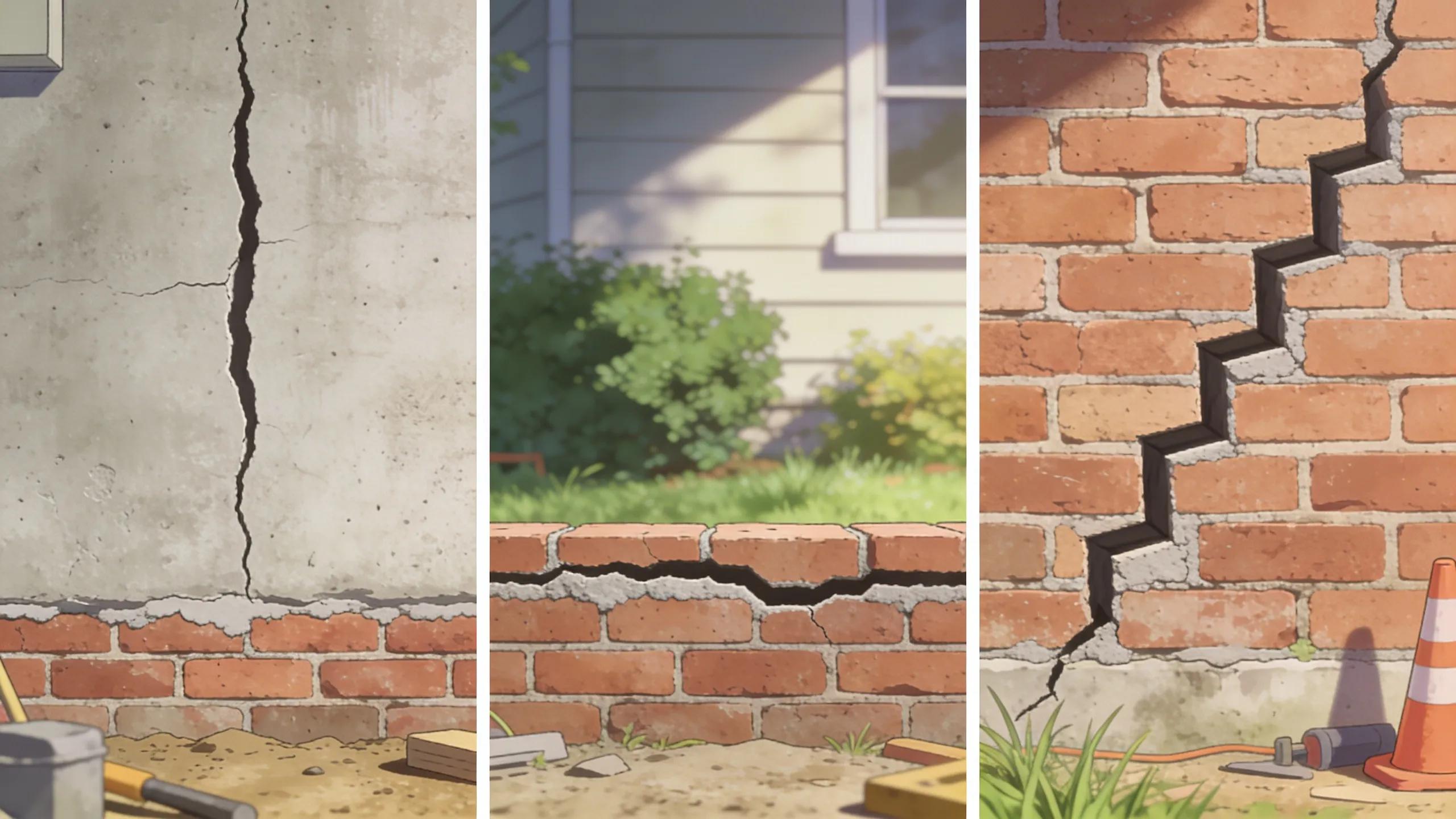 Different types of foundation cracks affecting home stability