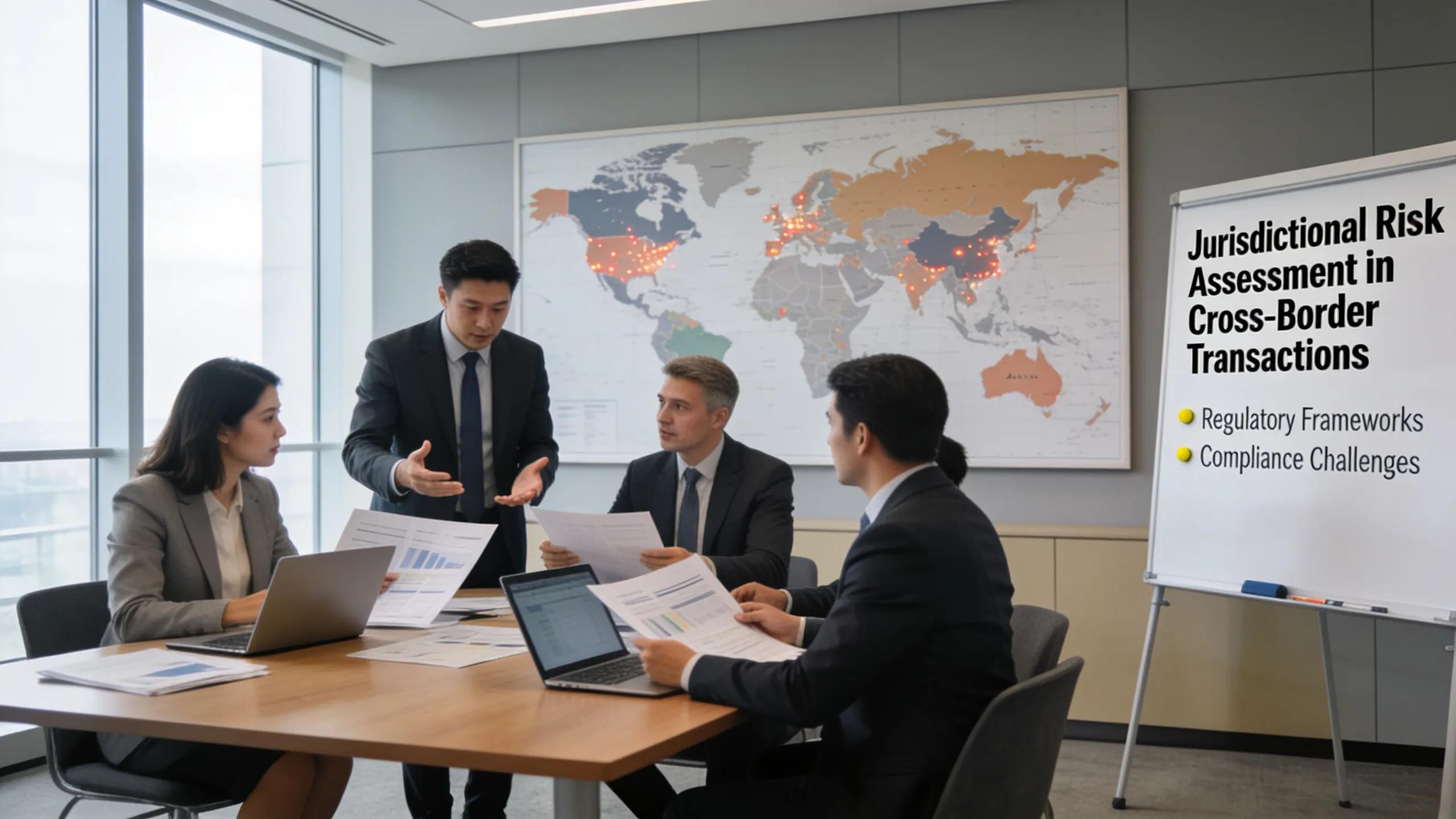 Consultants evaluating regulatory compliance in a corporate office setting