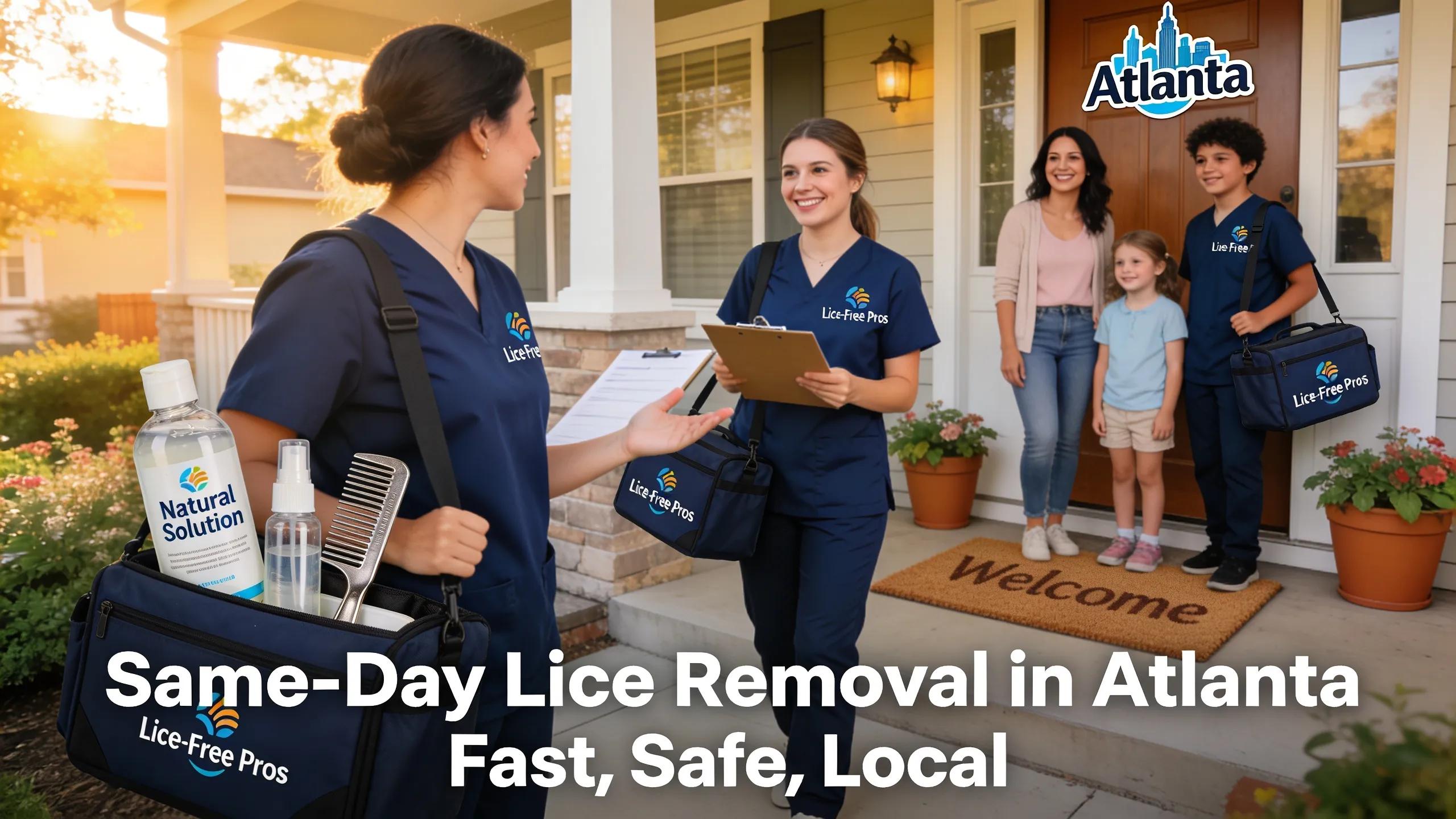 Same-day lice removal service in Atlanta, emphasizing mobile convenience and swift response