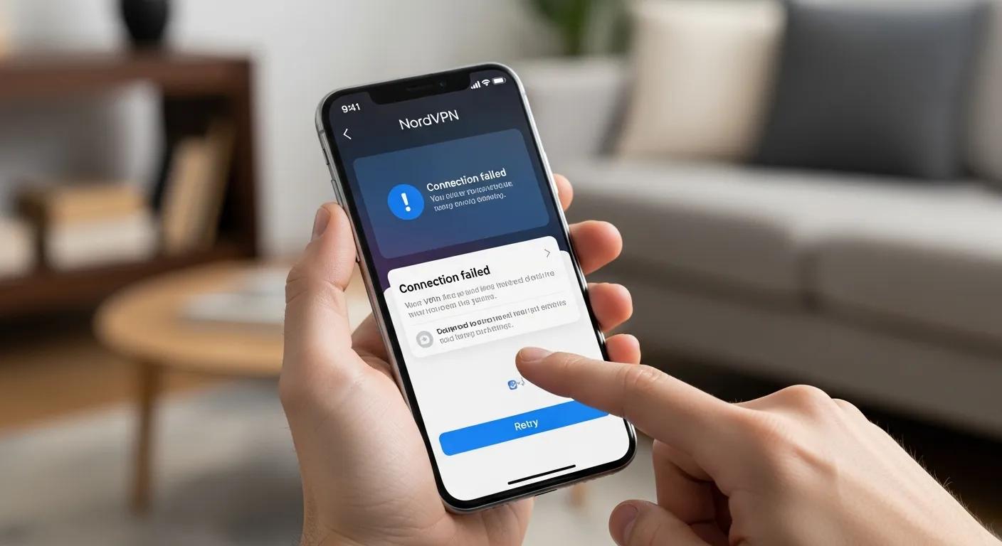 Troubleshooting NordVPN app on a smartphone