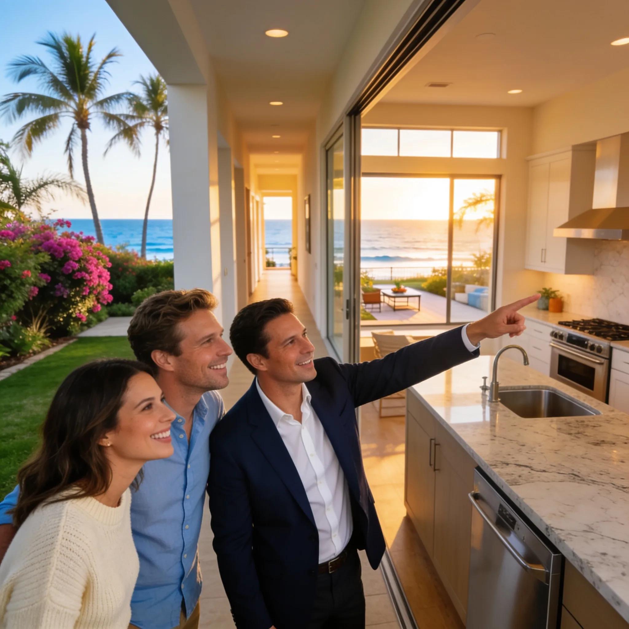 Agent consulting with buyers on Solana Beach housing trends