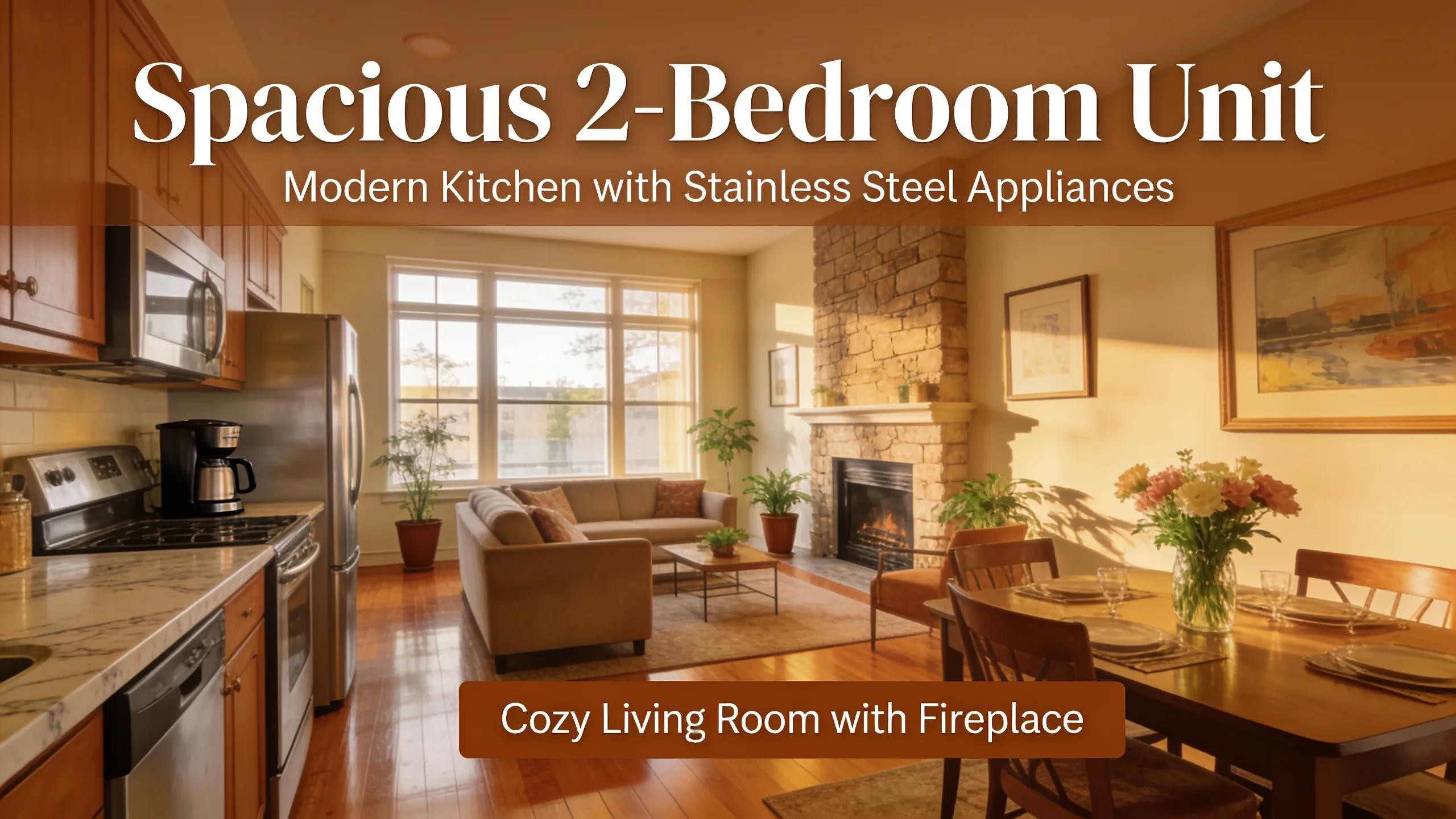 Cozy interior view of a multifamily building showcasing modern kitchen and living areas Cozy interior view of a multifamily building showcasing modern kitchen and living areas