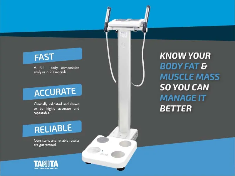 Tanita BC-601 clinical-grade body composition analyzer — real product photo