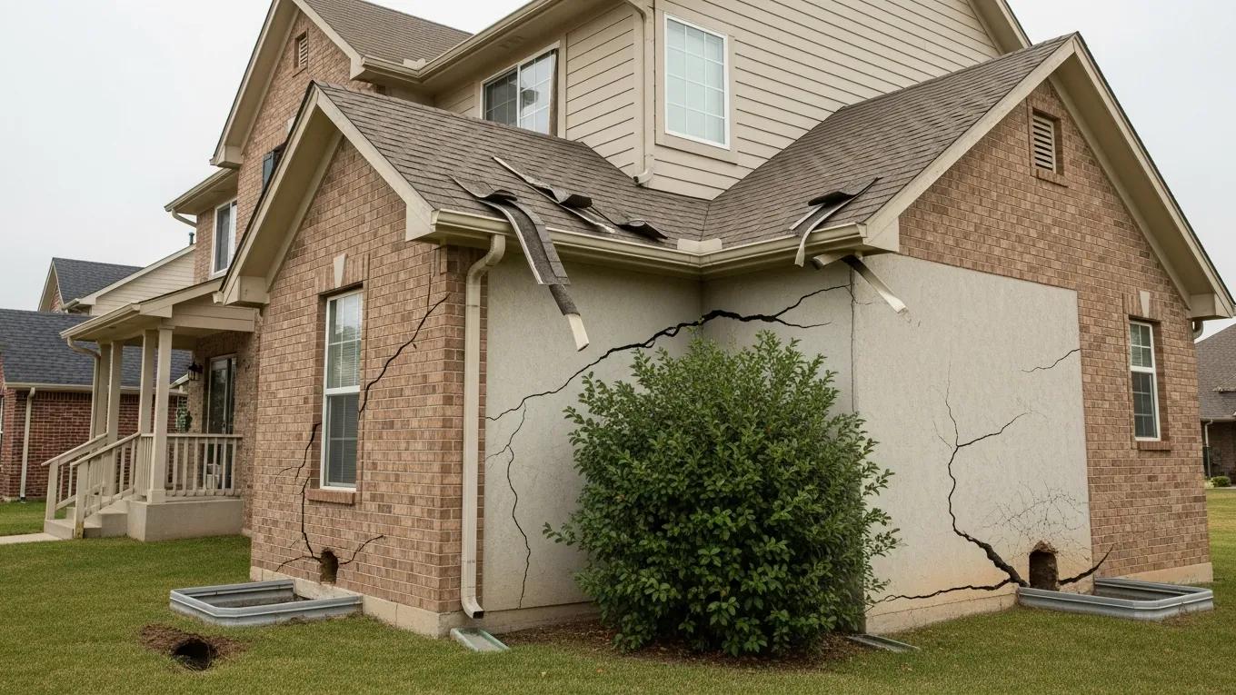 House showing common rat entry points like roofline gaps and foundation cracks