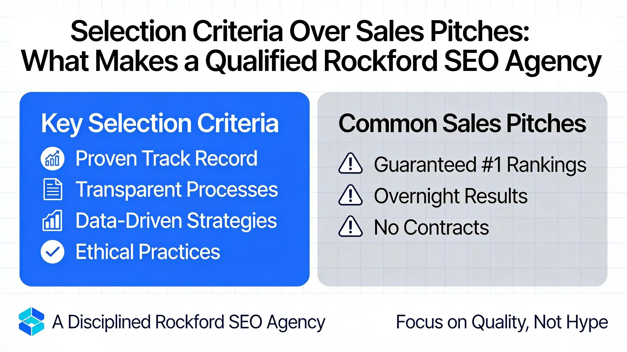 Selection criteria matter more than sales pitches. A qualified Rockford SEO agency demonstrates a disciplined