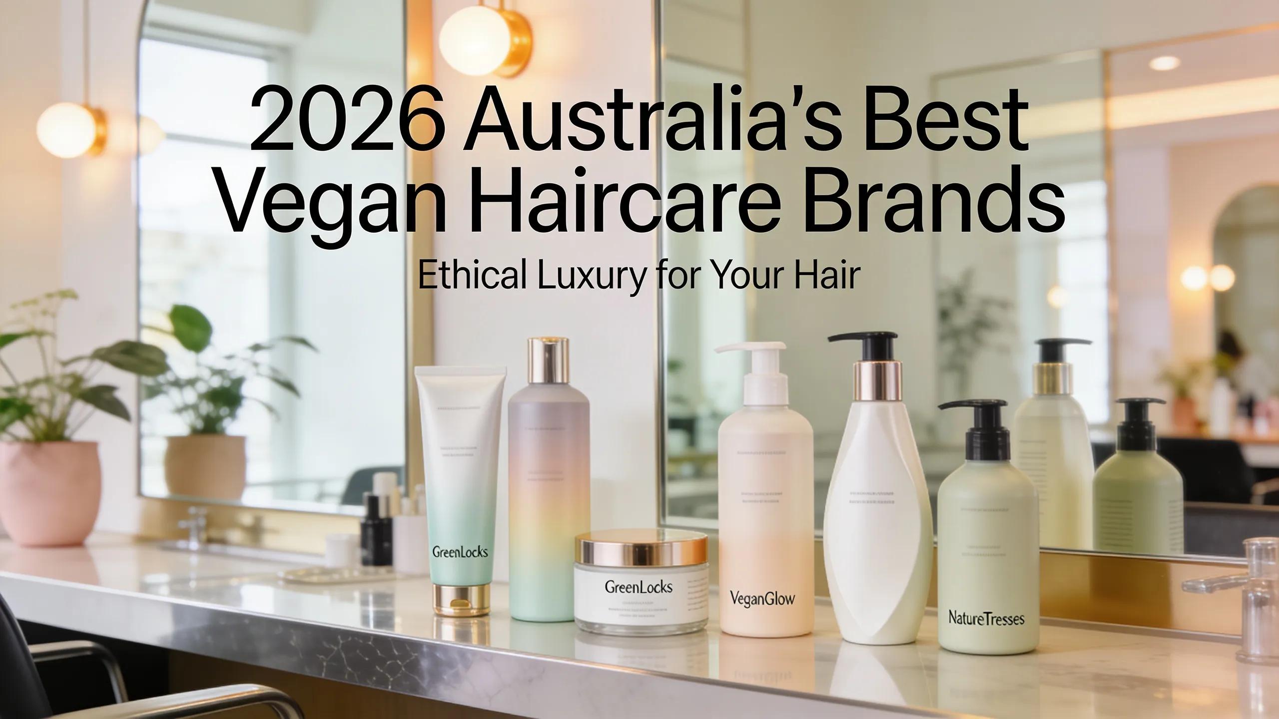 Collection of top vegan haircare brand products in a modern salon environment, illustrating ethical beauty trends