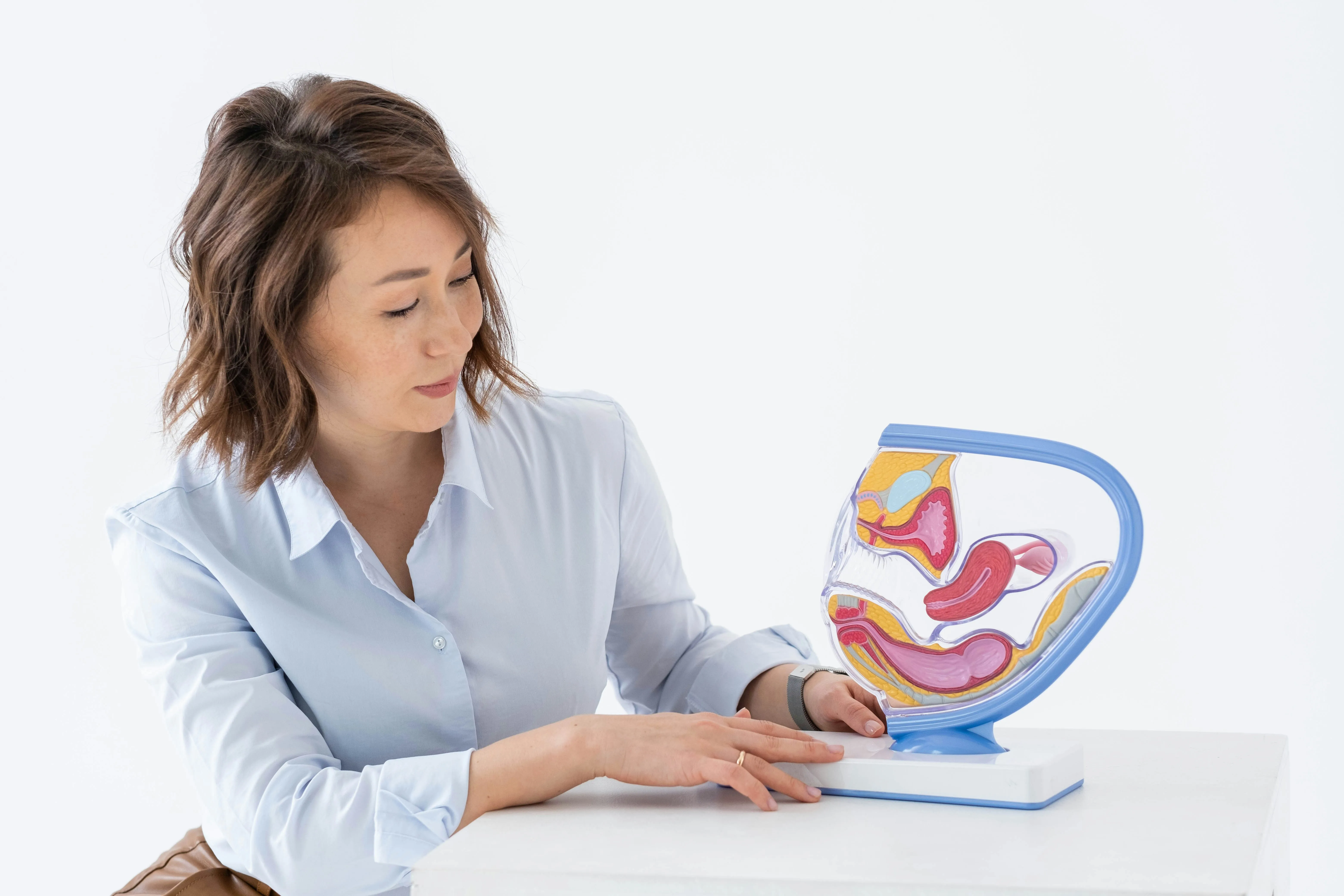 Specialist performing pelvic examination for chronic pain evaluation