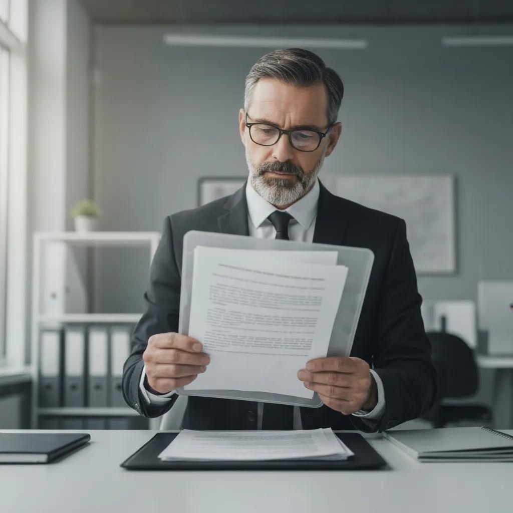 Process server handling sensitive legal documents with care