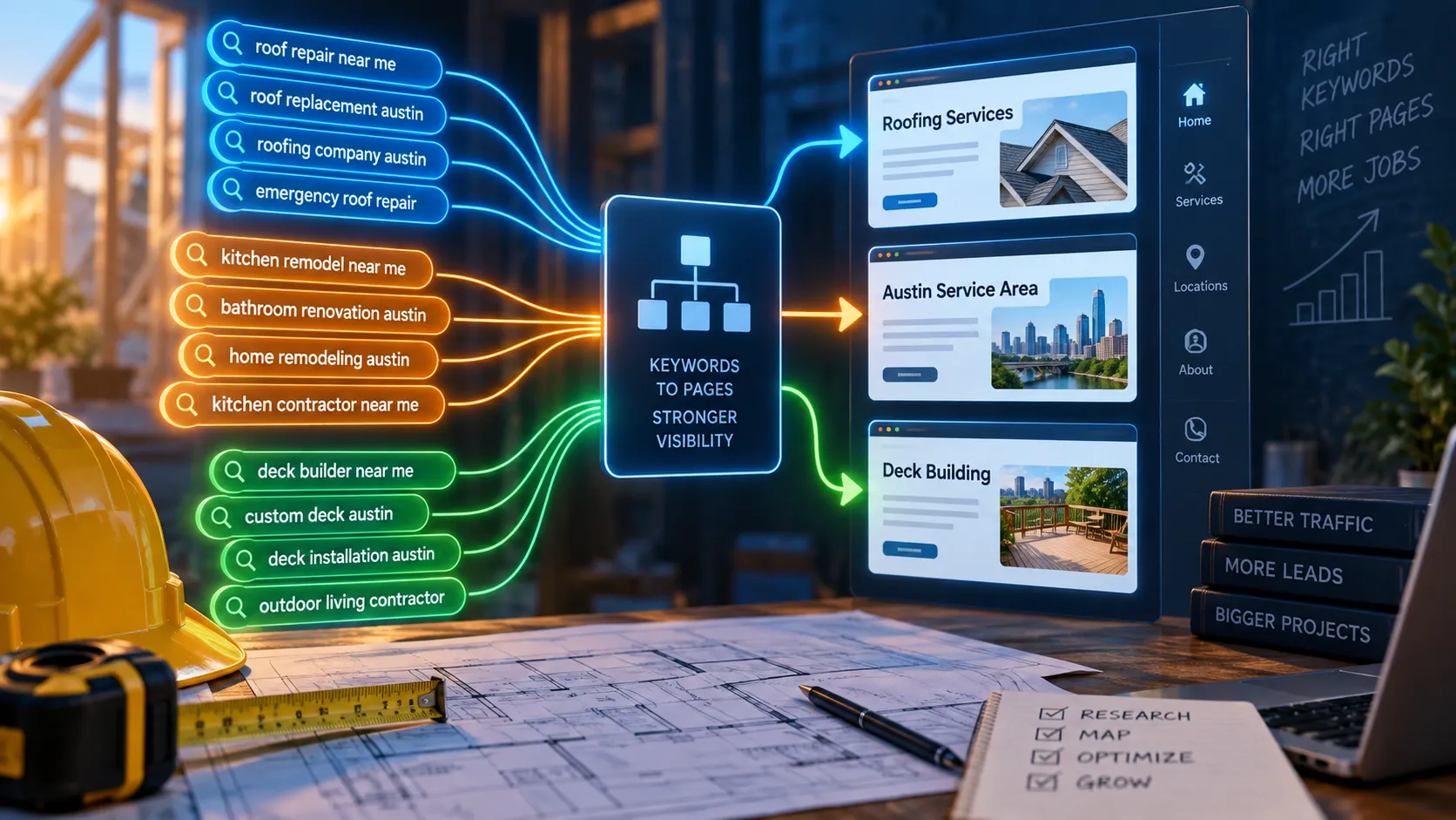 mapping keywords to service pages