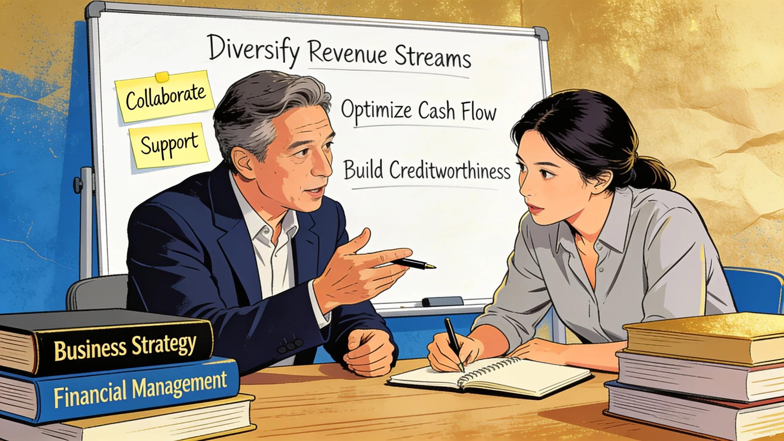 Advisor advising a small business owner on improving financing prospects