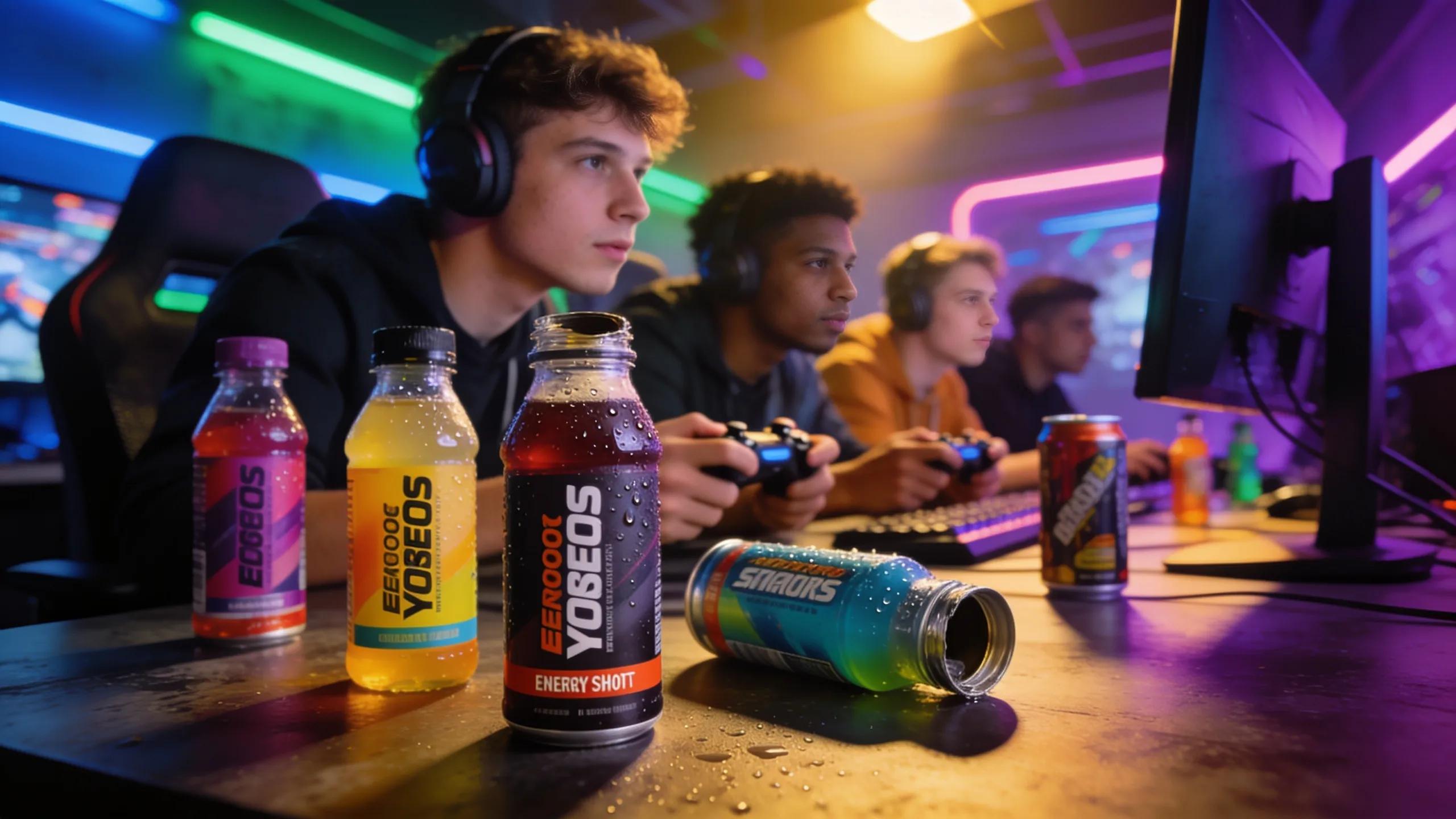Gamers enjoying nootropic energy shots for enhanced focus and performance