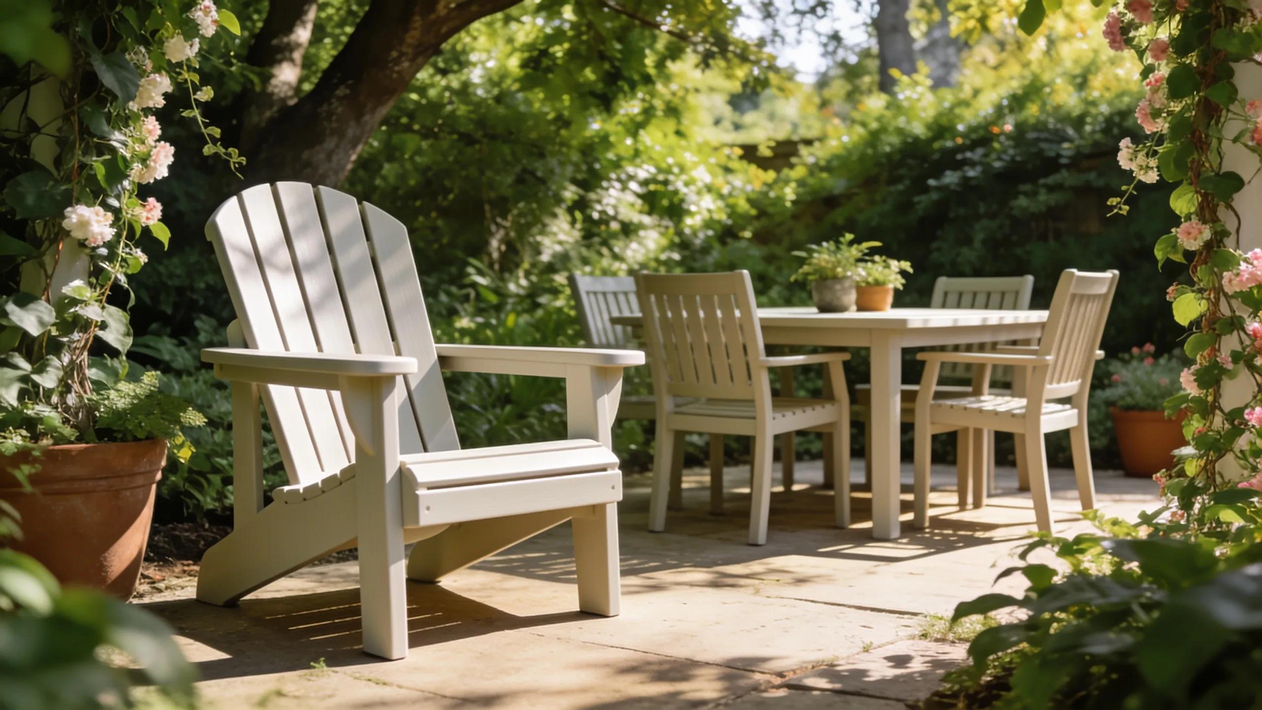 Vibrant outdoor space featuring stylish HDPE outdoor furniture among greenery