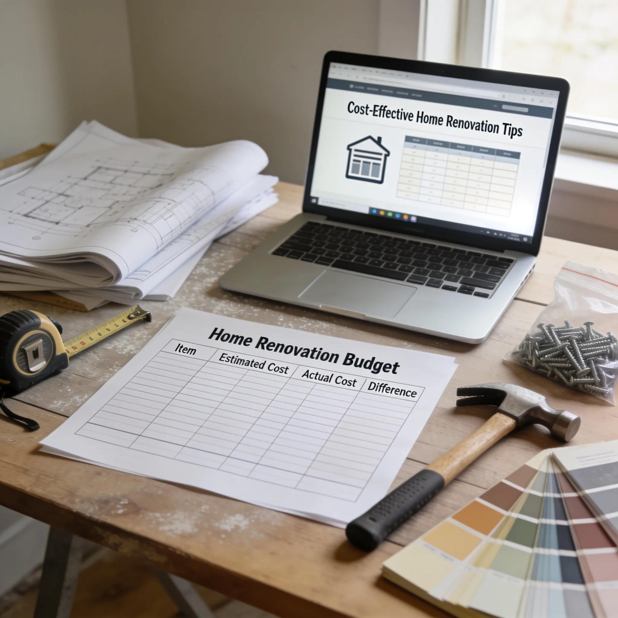Detailed budget planning for home renovation with construction materials