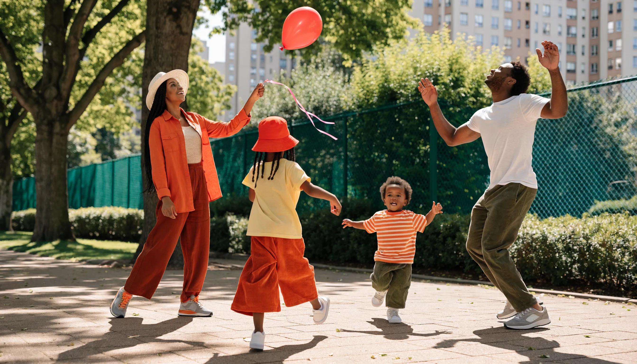 Happy family in a park representing financial security and family protection
