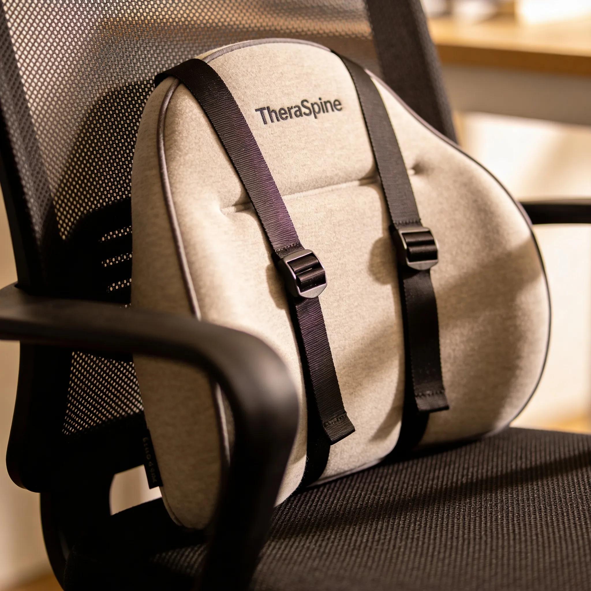 TheraSpine lumbar pillows designed for targeted support on office chairs