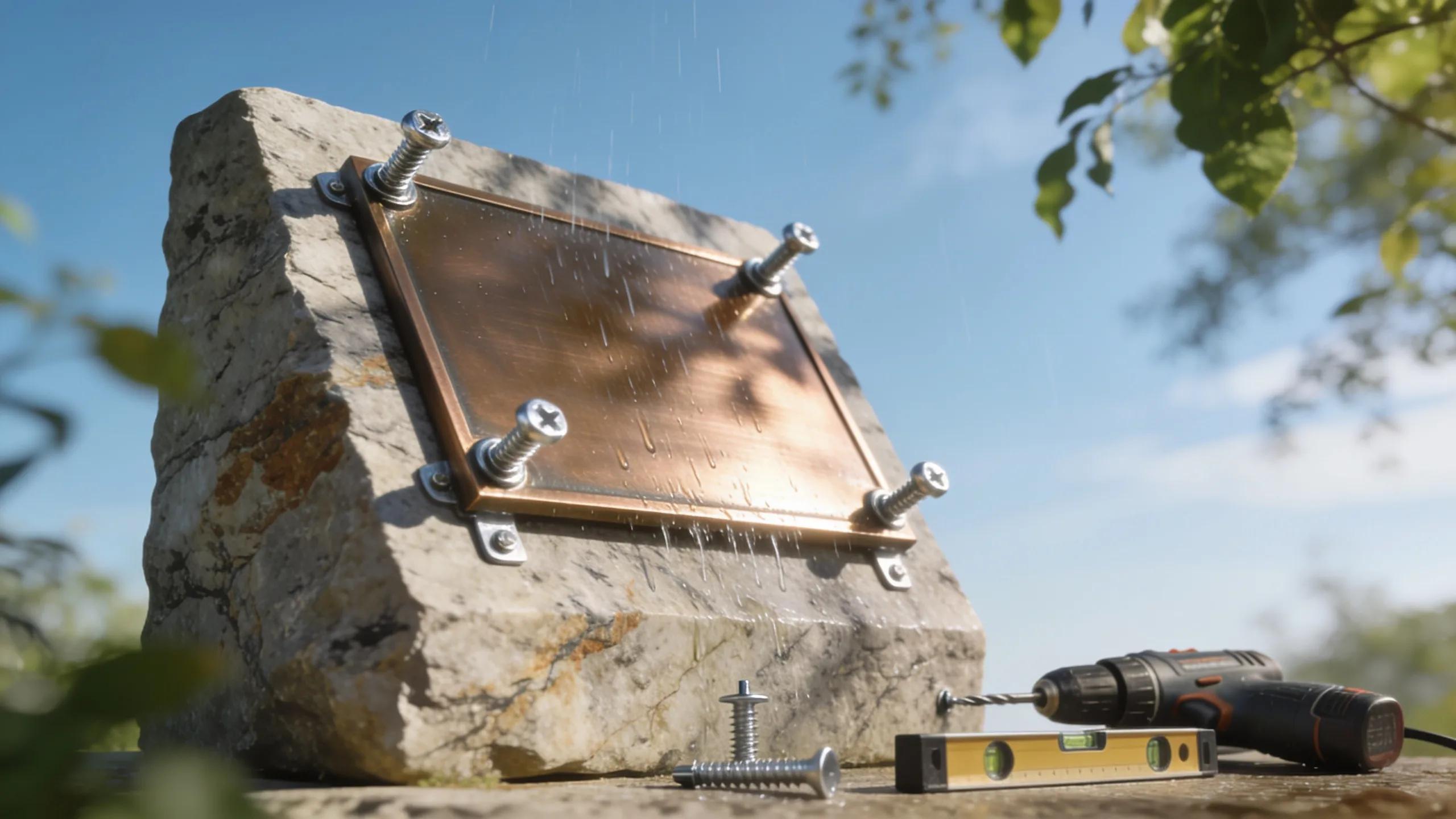 Installation of a bronze memorial plaque showcasing techniques for maximum environmental resistance