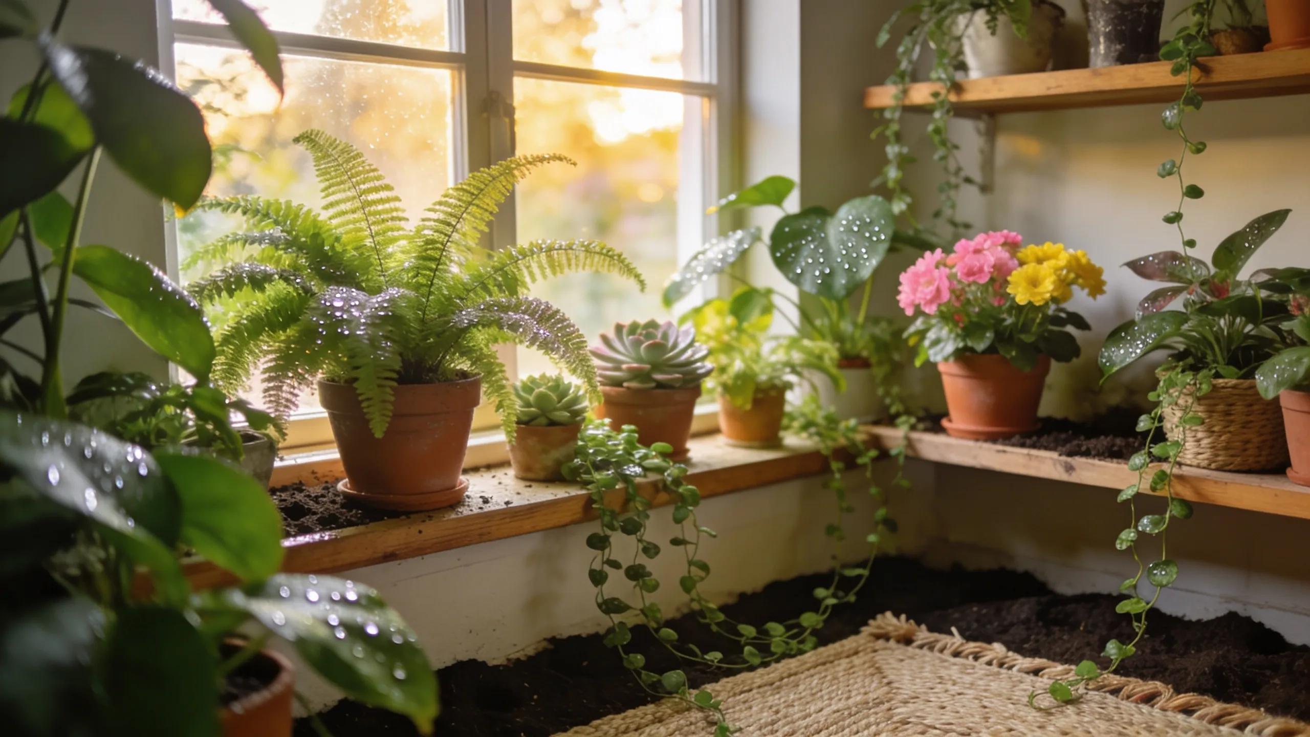 Vibrant indoor plants in a well-lit home environment highlighting houseplant care and aesthetics