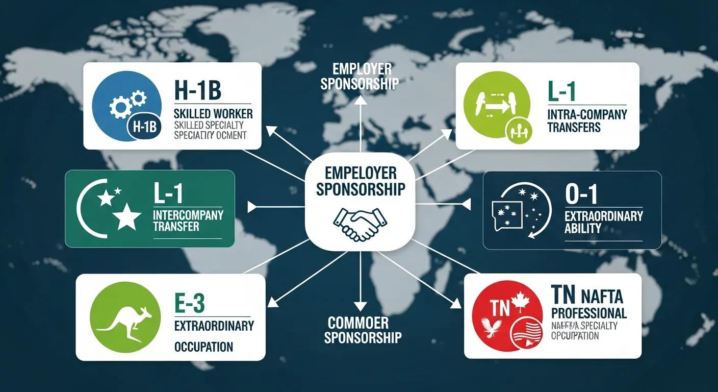Visual representation of different visa types for employer sponsorship