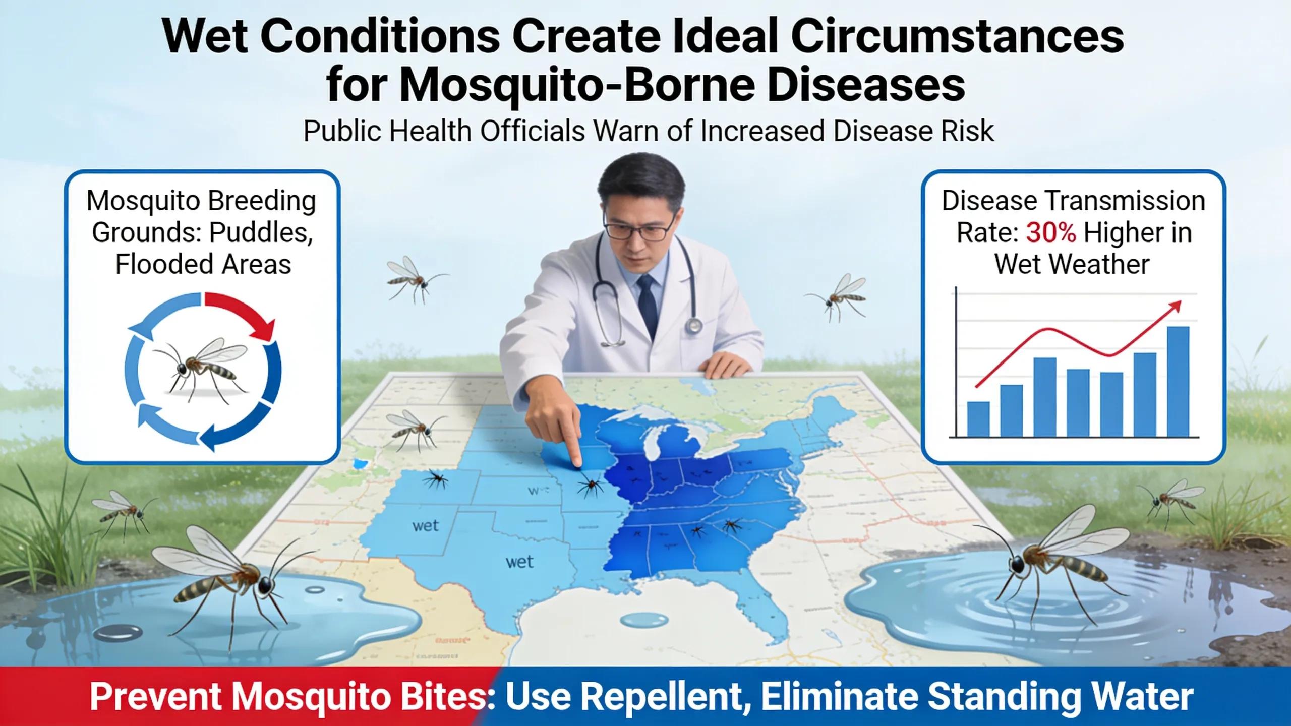 Public health officials say current wet conditions create ideal circumstances for mosquito-borne diseases to emerge