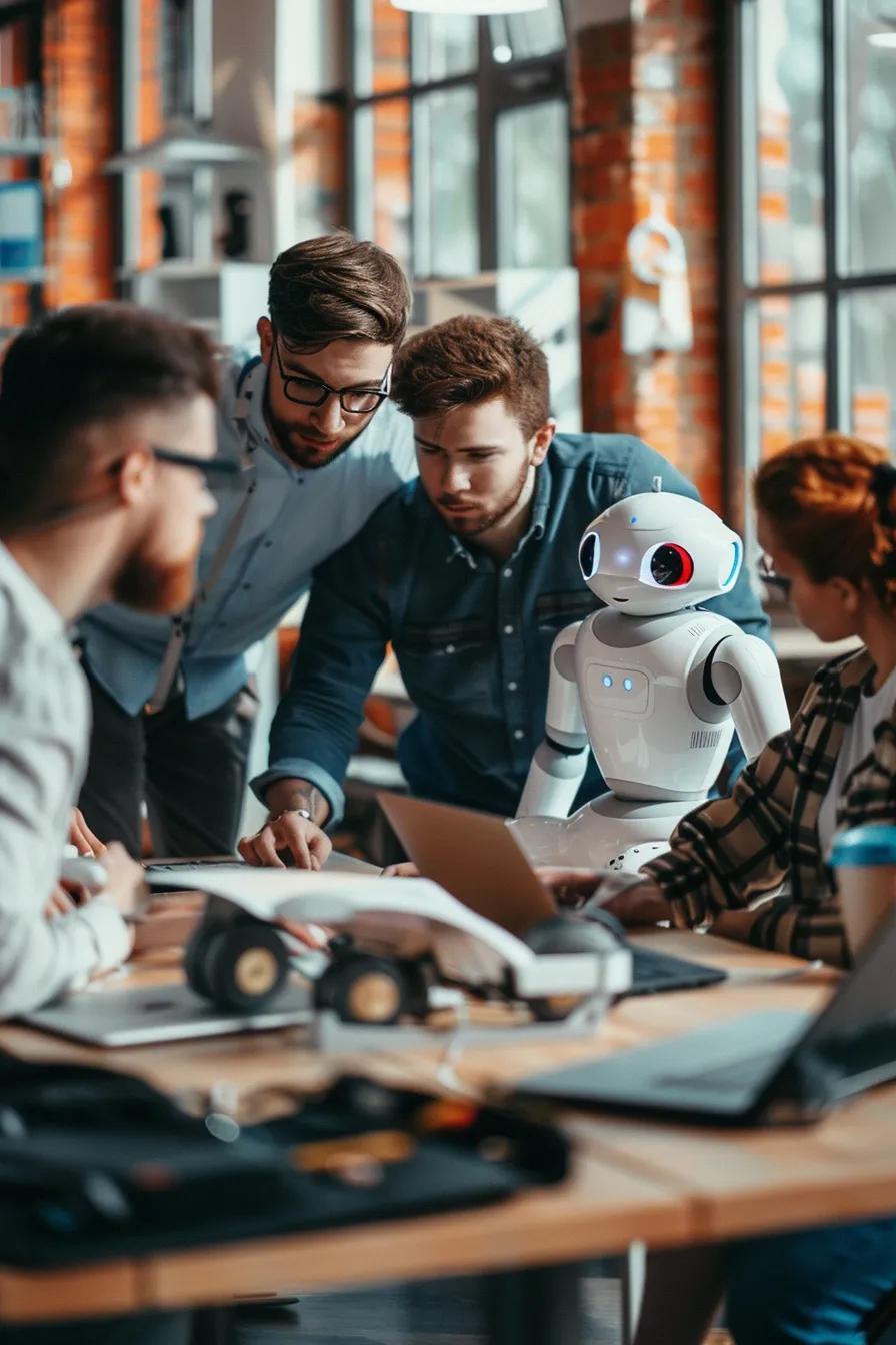 Diverse team collaborating on AI chatbot deployment strategies Diverse team collaborating on AI chatbot deployment strategies