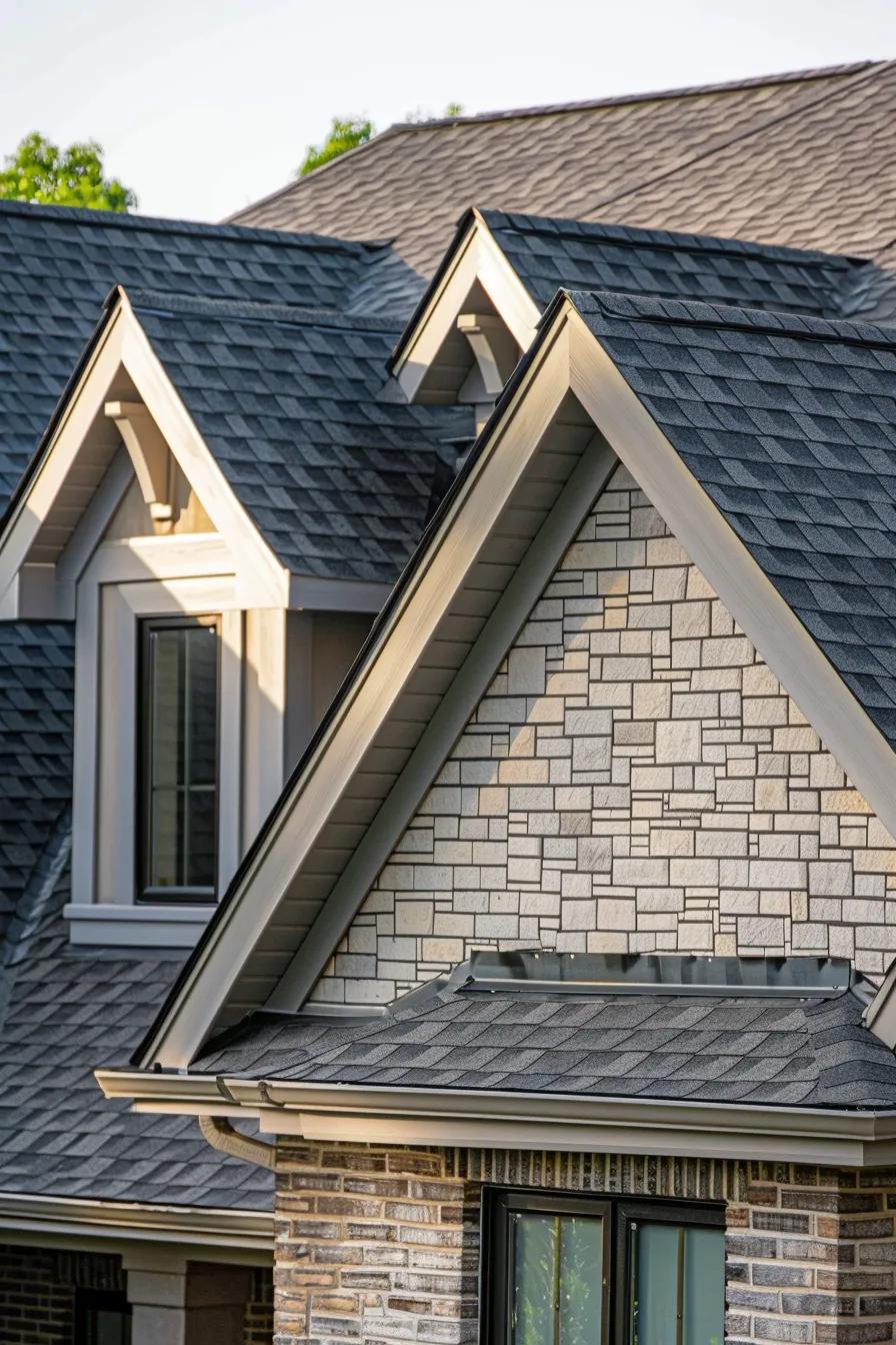 Close-up view of roofing features designed for protection, including impact-resistant shingles and reinforced underlayment