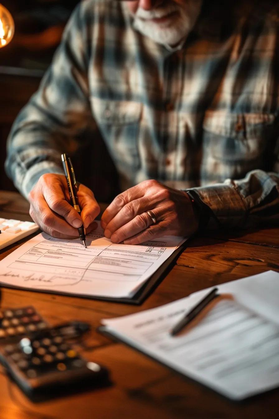 Veteran filling out property tax exemption application at a desk Veteran filling out property tax exemption application at a desk