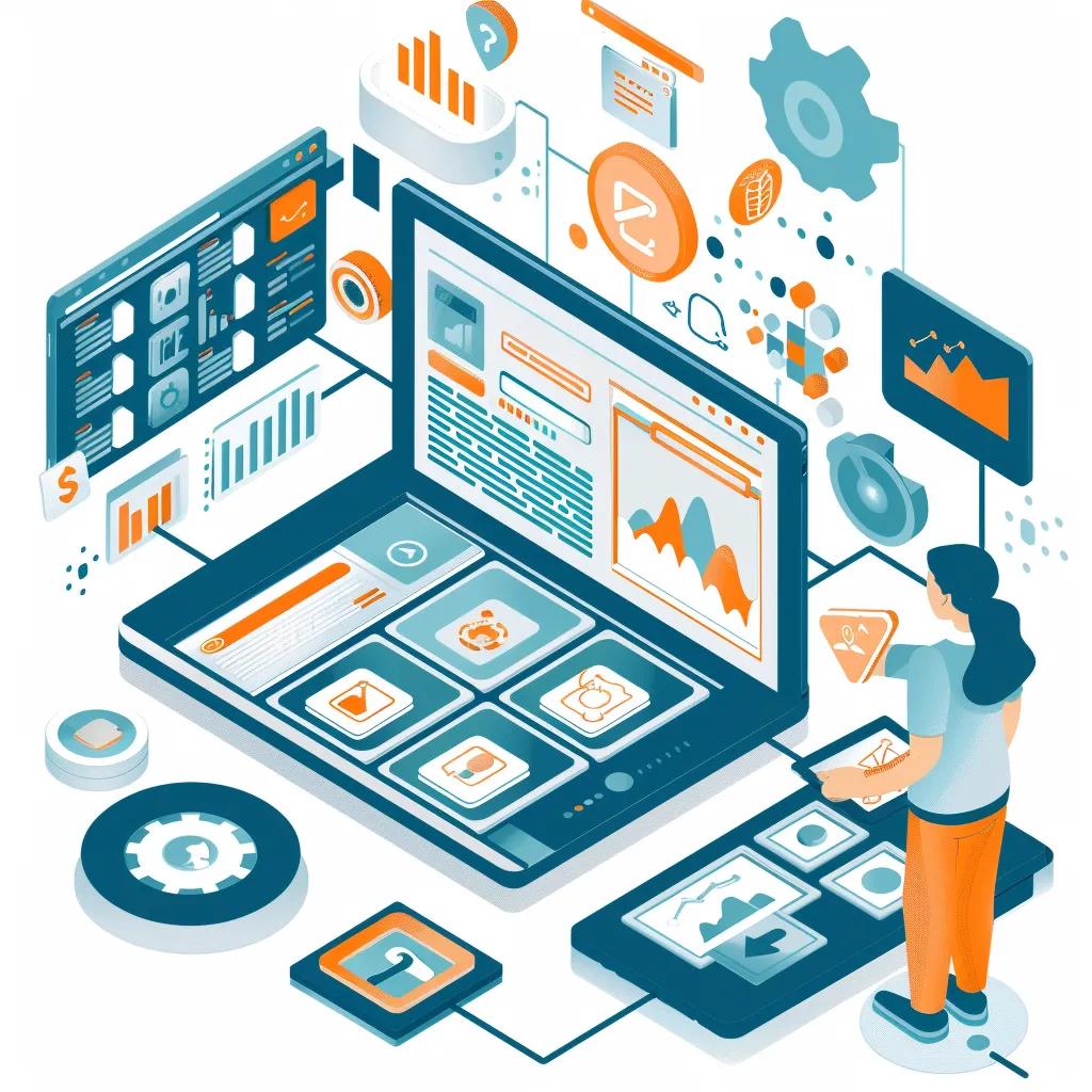 A person efficiently managing website automation tools on a tablet, symbolizing streamlined operations