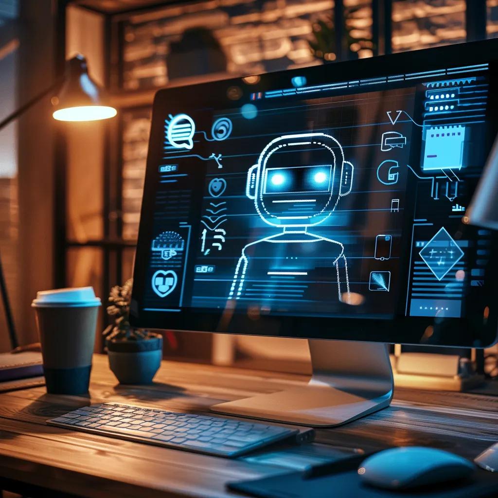 A user interacting with an AI chatbot on a computer screen, enhancing customer service