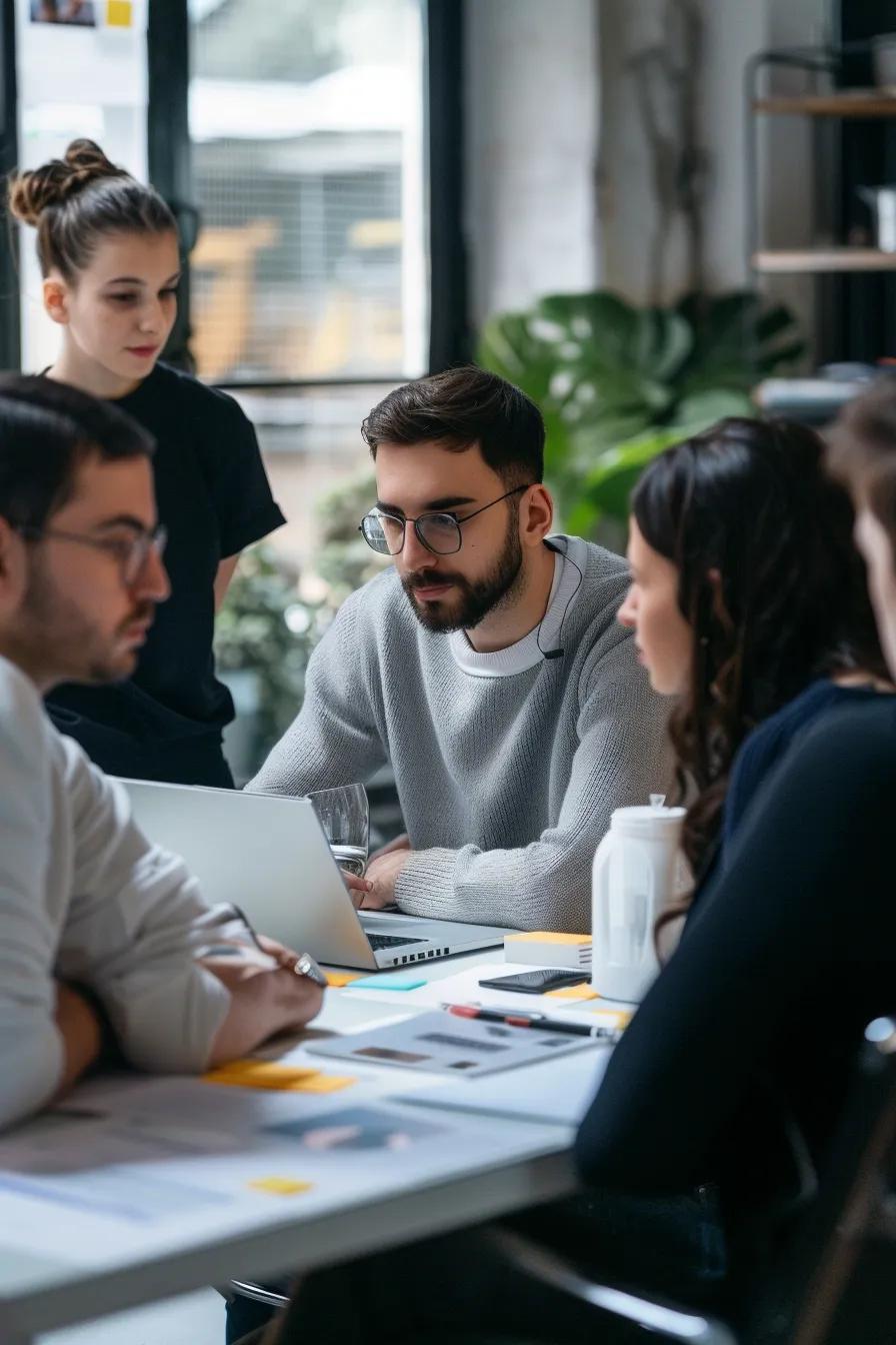 Team strategizing implementation of voice AI solutions Team strategizing implementation of voice AI solutions