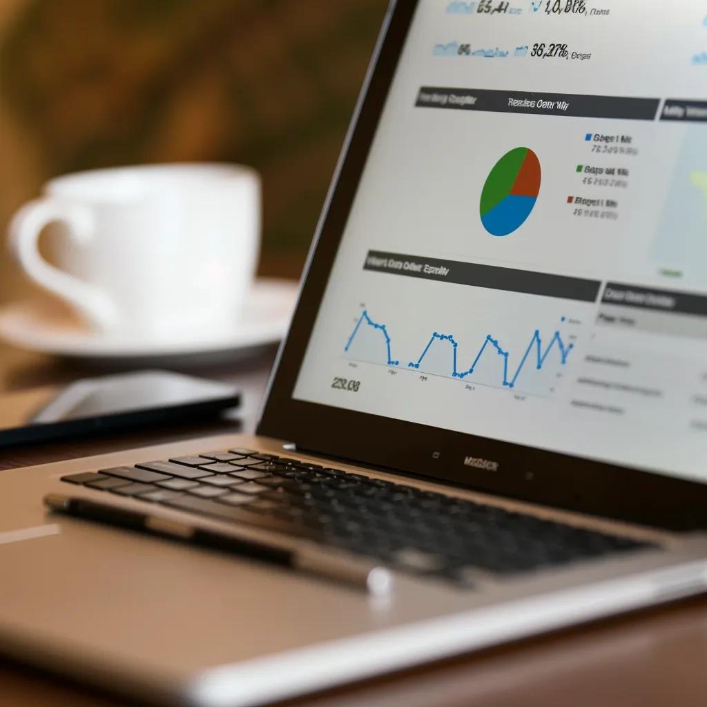 Close-up of analytics dashboard showing SEO performance and lead metrics