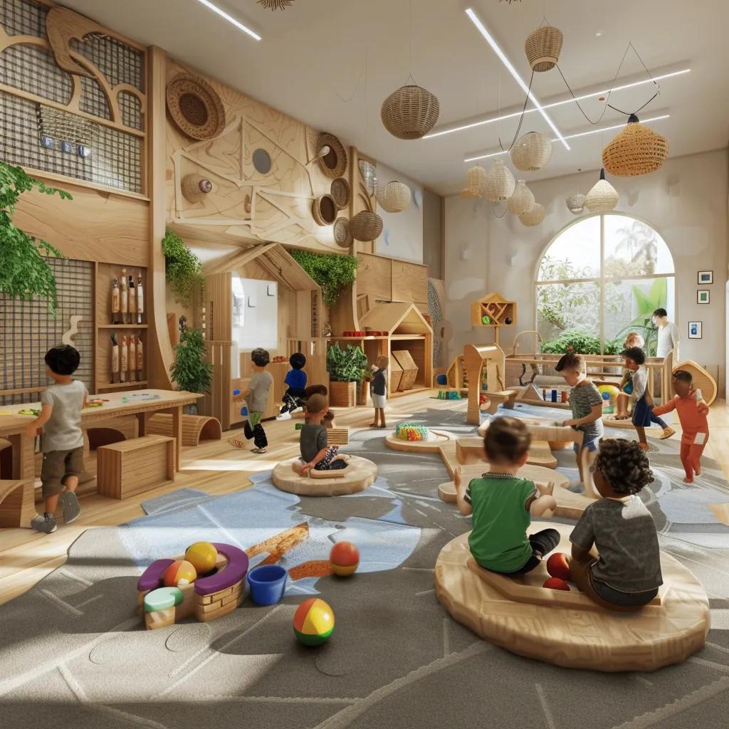 Children exploring different learning zones at Chroma Academy