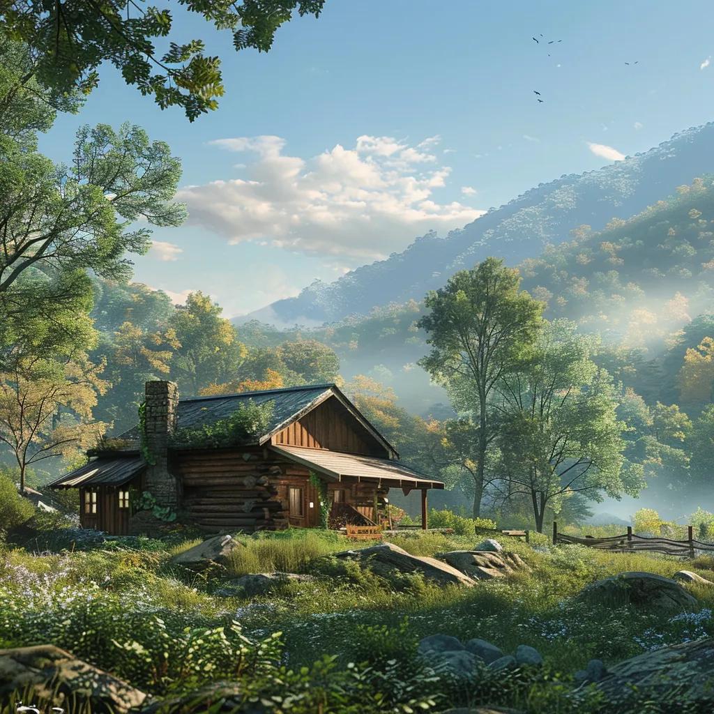 Cozy cabin in the Appalachian mountains of West Virginia, representing relaxation and nature immersion