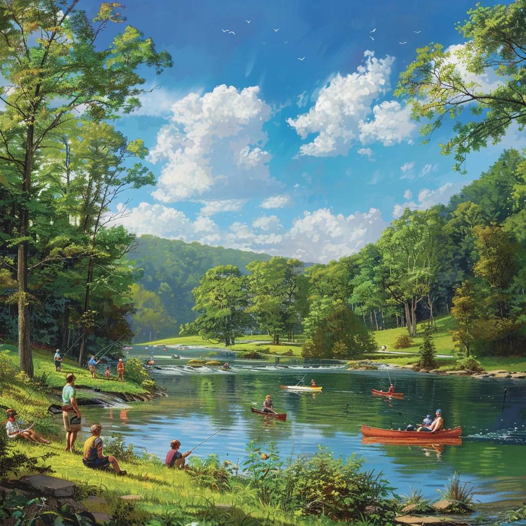 Families hiking and paddling together in the scenic hills and waters around Nebo, West Virginia