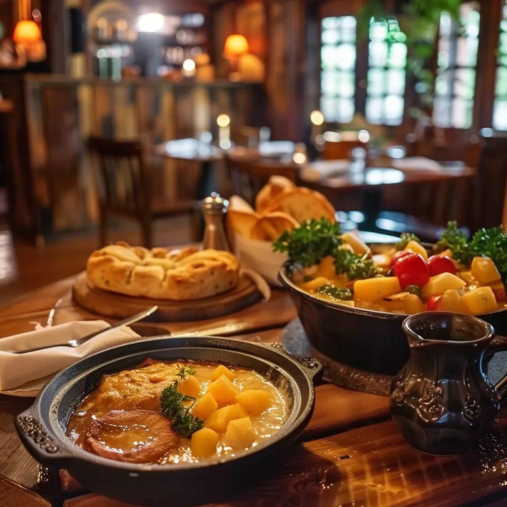 Interior of a small Appalachian restaurant with hearty plates and community seating