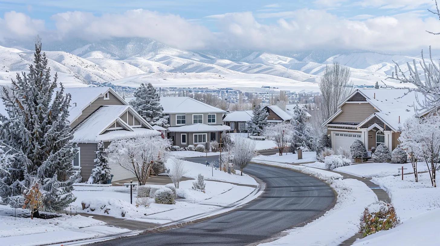 Winter scene with homes in Boise, Idaho Winter scene with homes in Boise, Idaho